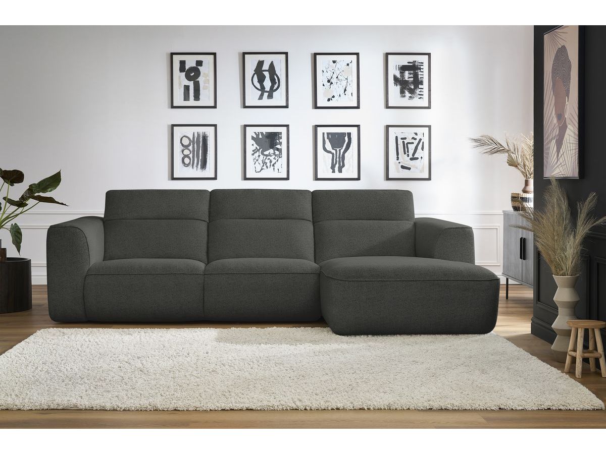 Bobochic William Ecksofa Melange-Stoff Dunkelgrau Ecke rechts