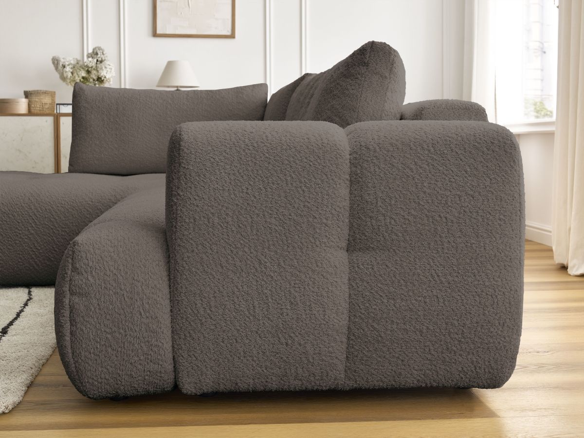 Bobochic Fuji Ecksofa mit Schlaffunktion und Bettkasten 282 × 204 cm Bouclé-Stoff Braun Ecke links