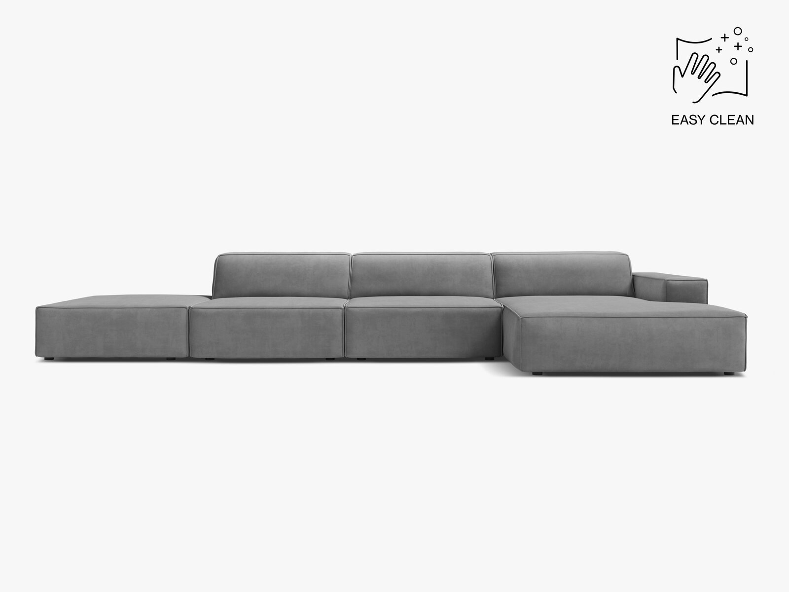 Micadoni Ecksofa Jodie 5-Sitzer Samt Venus Hellgrau Rechts