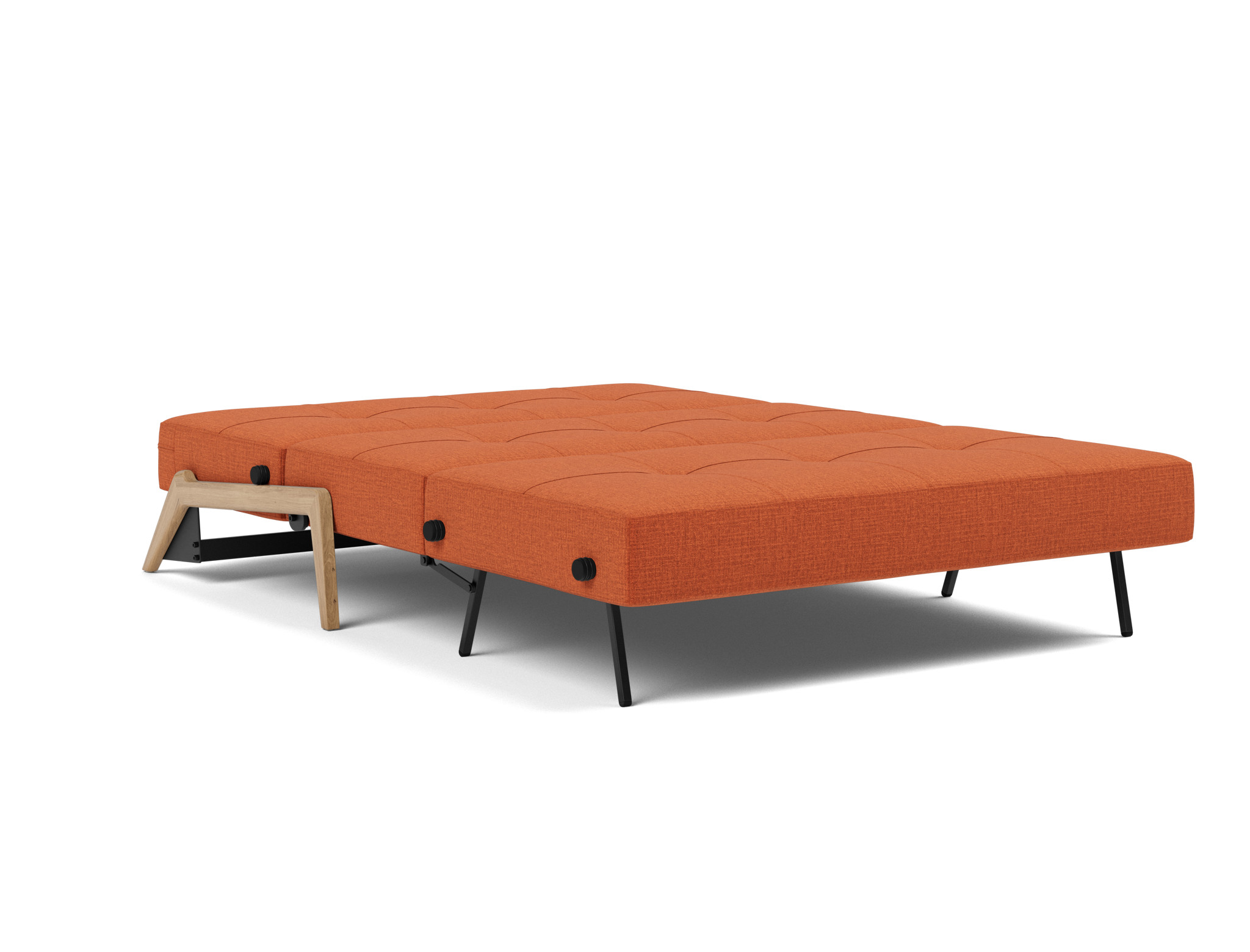 Schlafsofa Cubed 140 Chenille Esina 412-Rust-Orange Beine Eiche