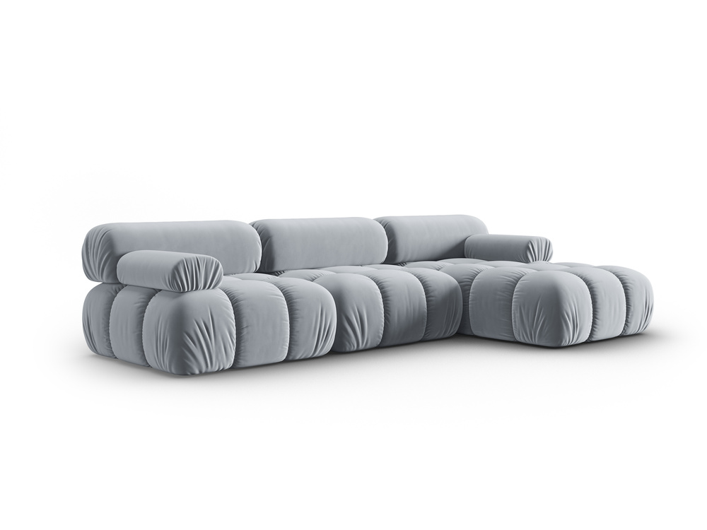 Cosmopolitan Design Modulares Ecksofa Cortina 4-Sitzer Samt Bluvel Hellblau Rechts