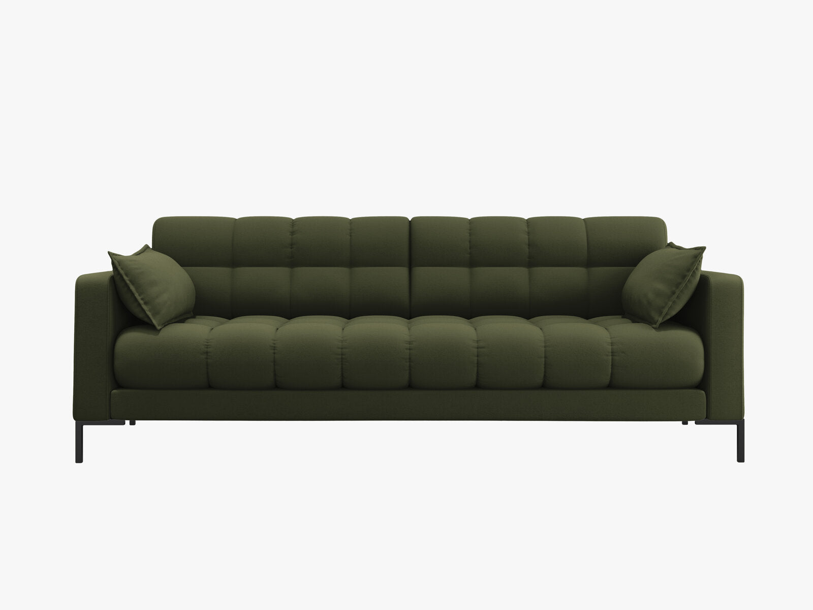 Micadoni Sofa Mamaia 4-Sitzer Strukturierter Stoff Neve Grün schwarze Beine