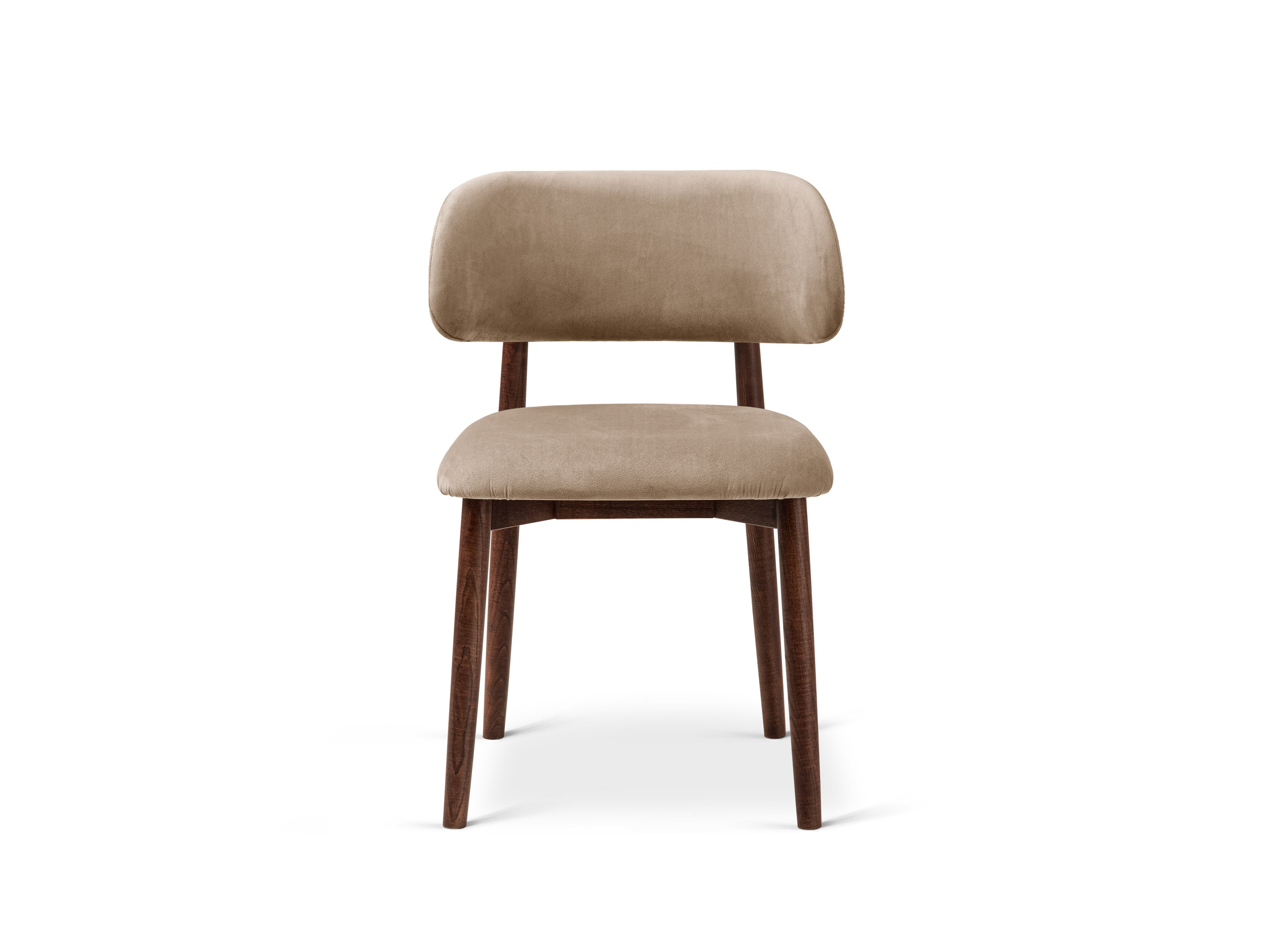 Micadoni Stuhl Evan Samt Magic Velvet Mandelbeige Nussbaum