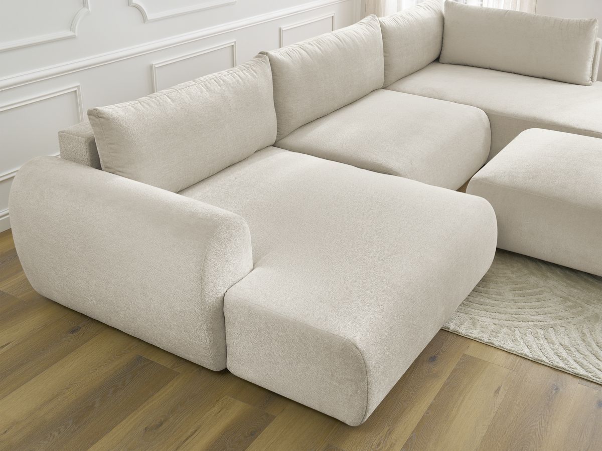 Bobochic Lucien Wohnlandschaft mit Pouf Stoff Beige Ecke links