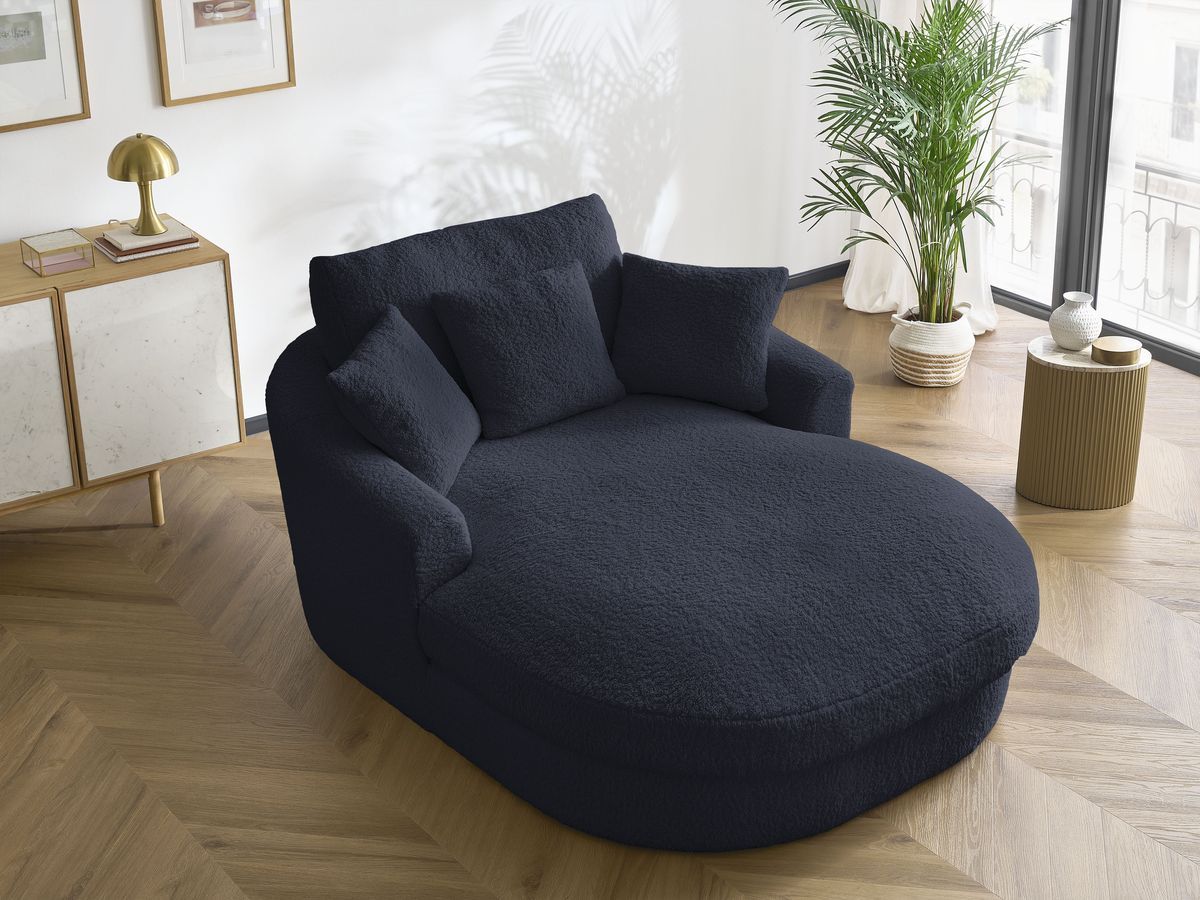 Bobochic Belem Méridienne-Modul Bouclé-Stoff Dunkelblau
