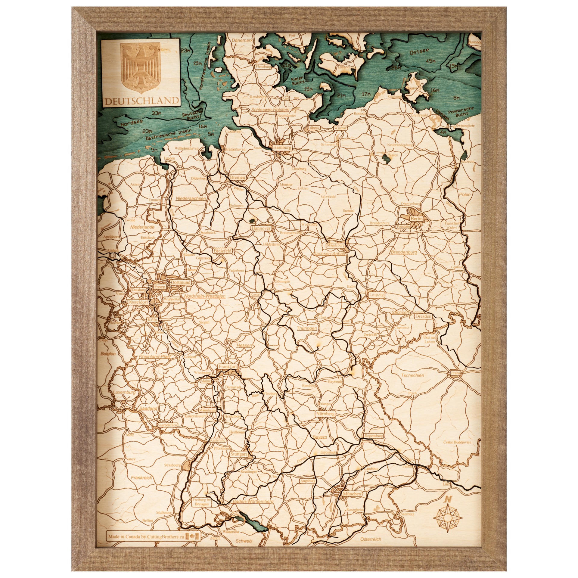 Cutting Brothers 3D Holz-Wandkarte Deutschland 30.5 x 40.5 moebelfaktor