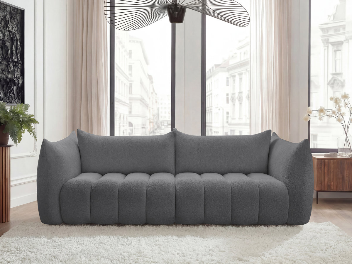Bobochic Azra Sofa 4-Sitzer Bouclé-Stoff Dunkelgrau