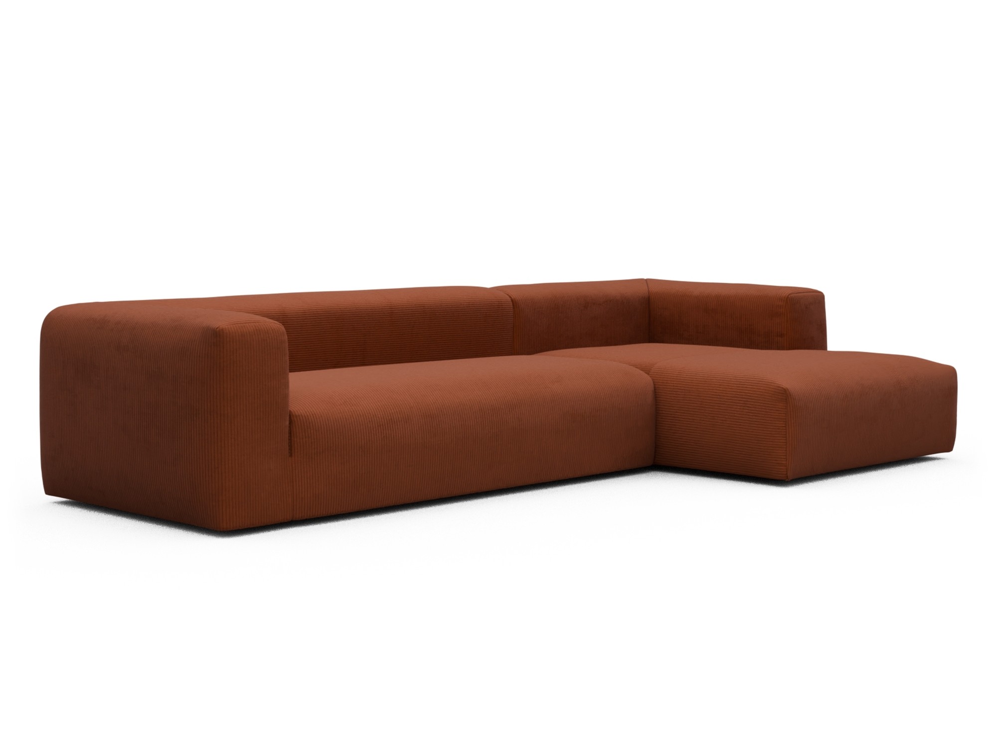 Skandi Home Ecksofa Fred Chaiselongue rechts mit 2,5-Sitzer Corduroy-Burnt-Orange moebelfaktor