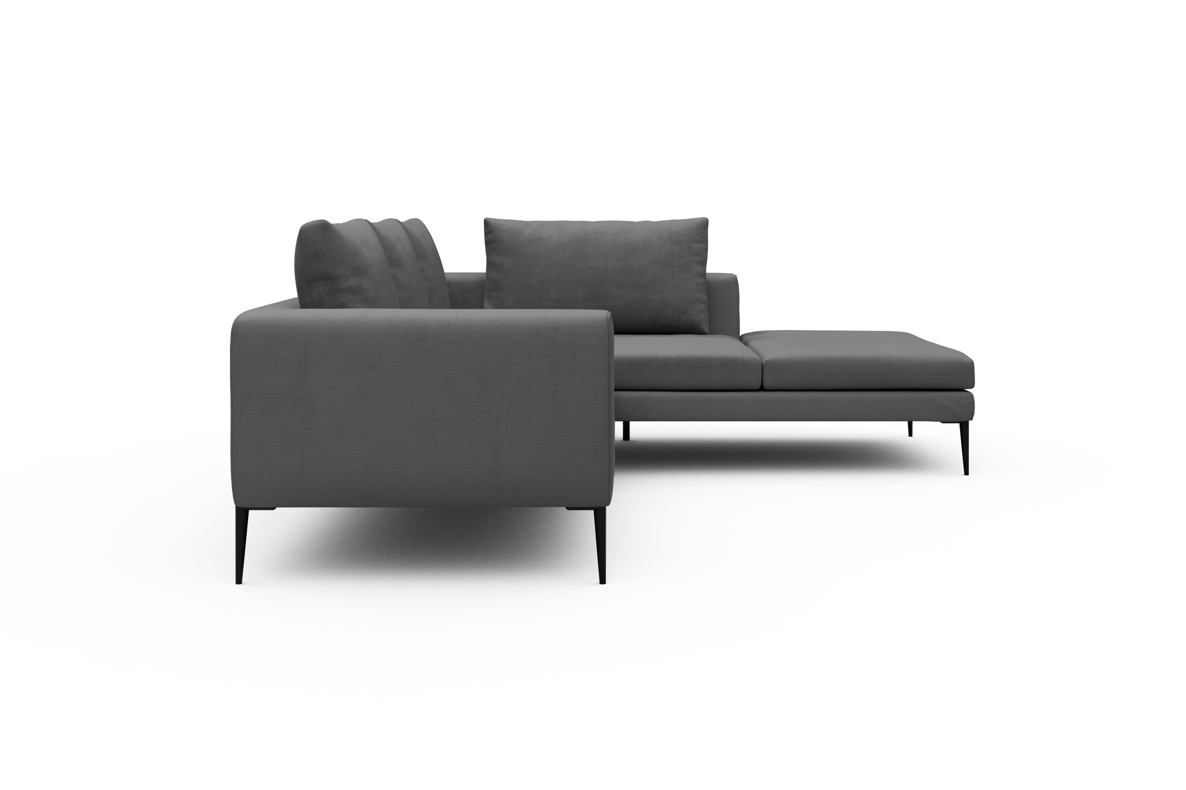 Ecksofa Paul Relax-Ecke rechts mit 2-Sitzer Cordufine-Grey