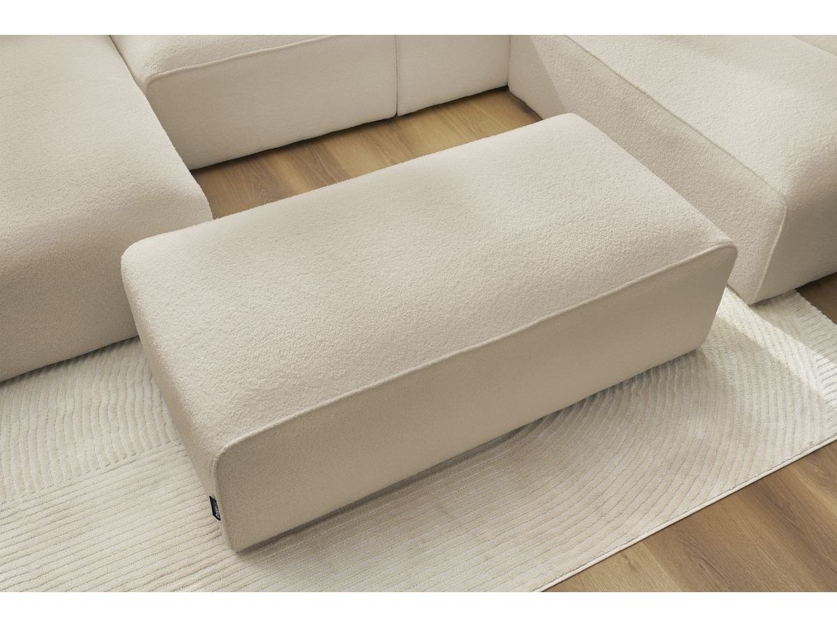 Bobochic Megeve Wohnlandschaft mit Pouf Bouclé-Stoff Beige Ecke links