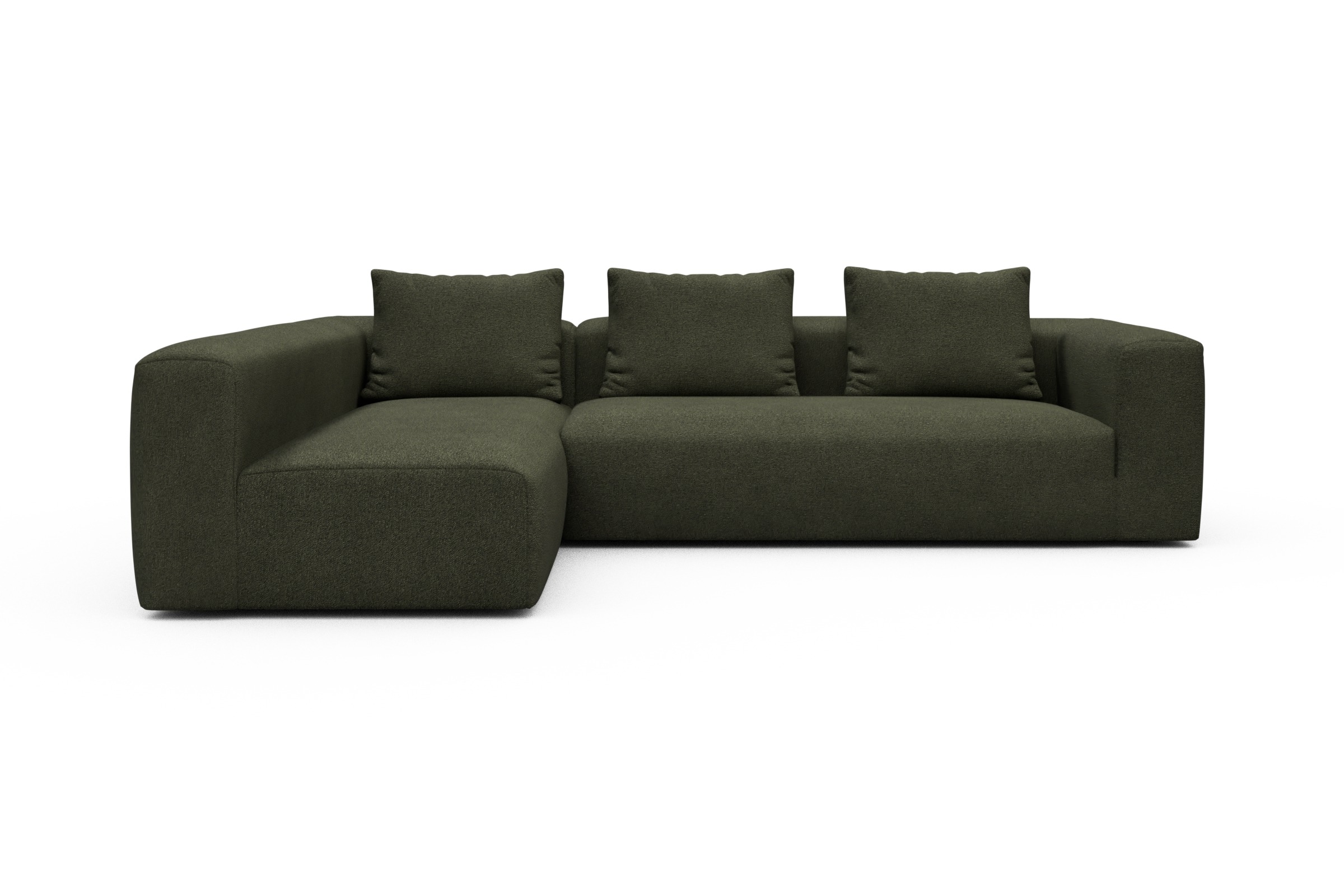 Skandi Home Ecksofa Fred 2x 2,5-Sitzer links offen Boucle-Forest-Green moebelfaktor