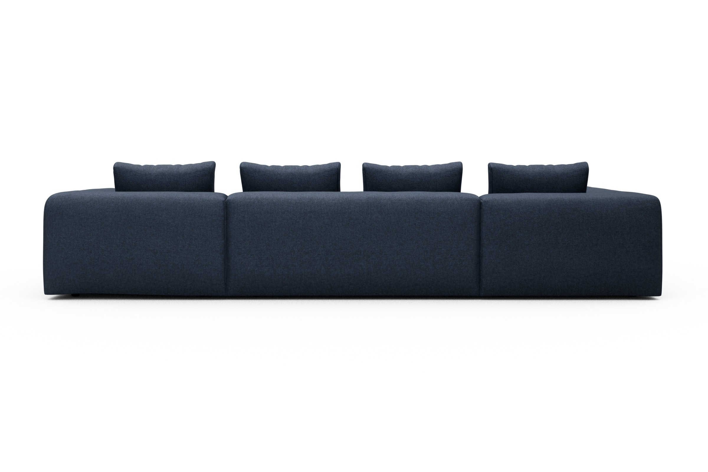Wohnlandschaft Fred Relax-Ecke links mit 2-Sitzer und Chaiselongue rechts Strukturierter Stoff Sama 339-Deep-Blue
