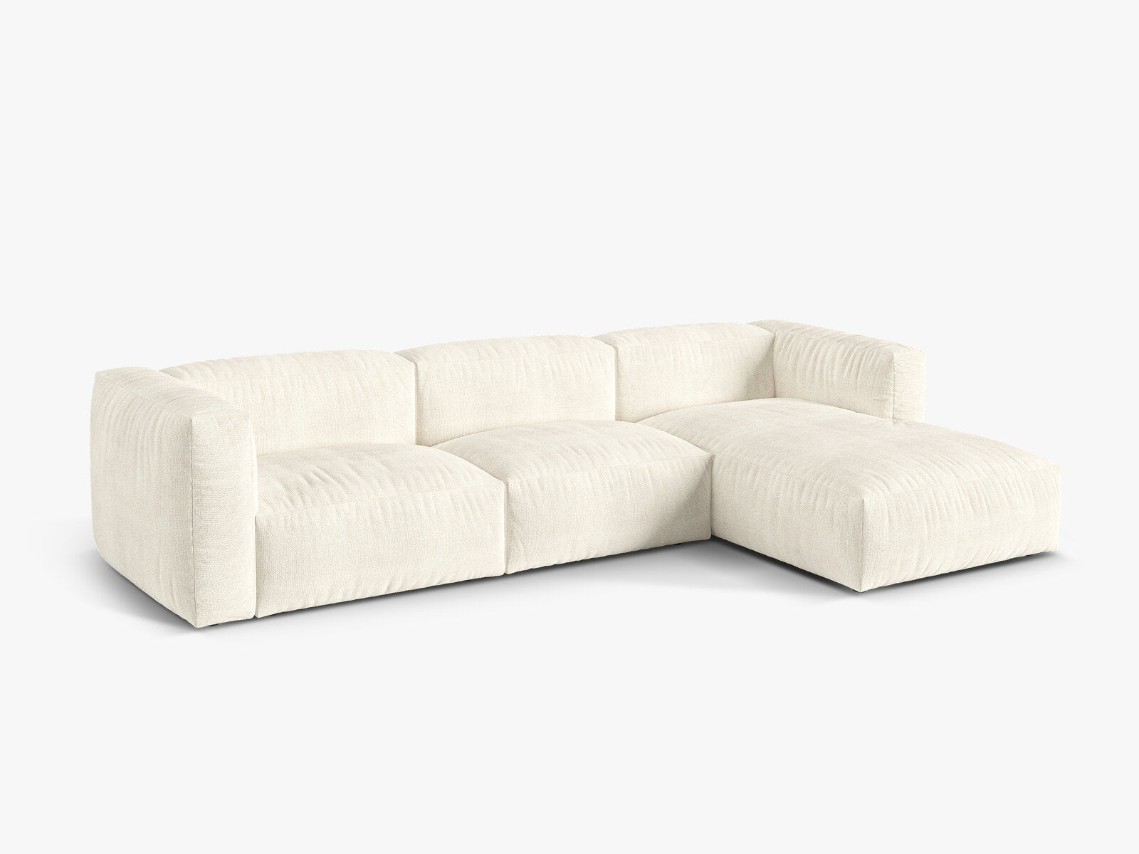 Micadoni Ecksofa Martina 3-Sitzer Rechts Boucle Monet Elfenbein