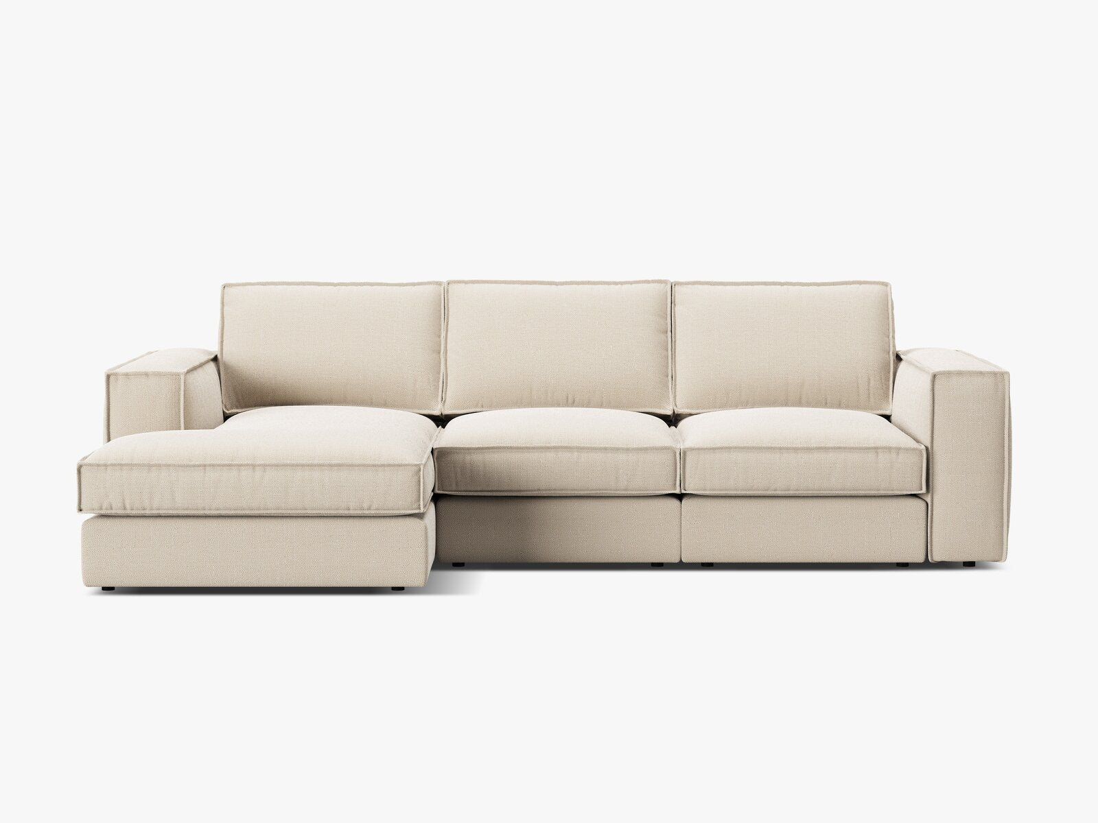 Micadoni modulares Ecksofa Pola 3-Sitzer Links Strukturierter Stoff Babel Beige