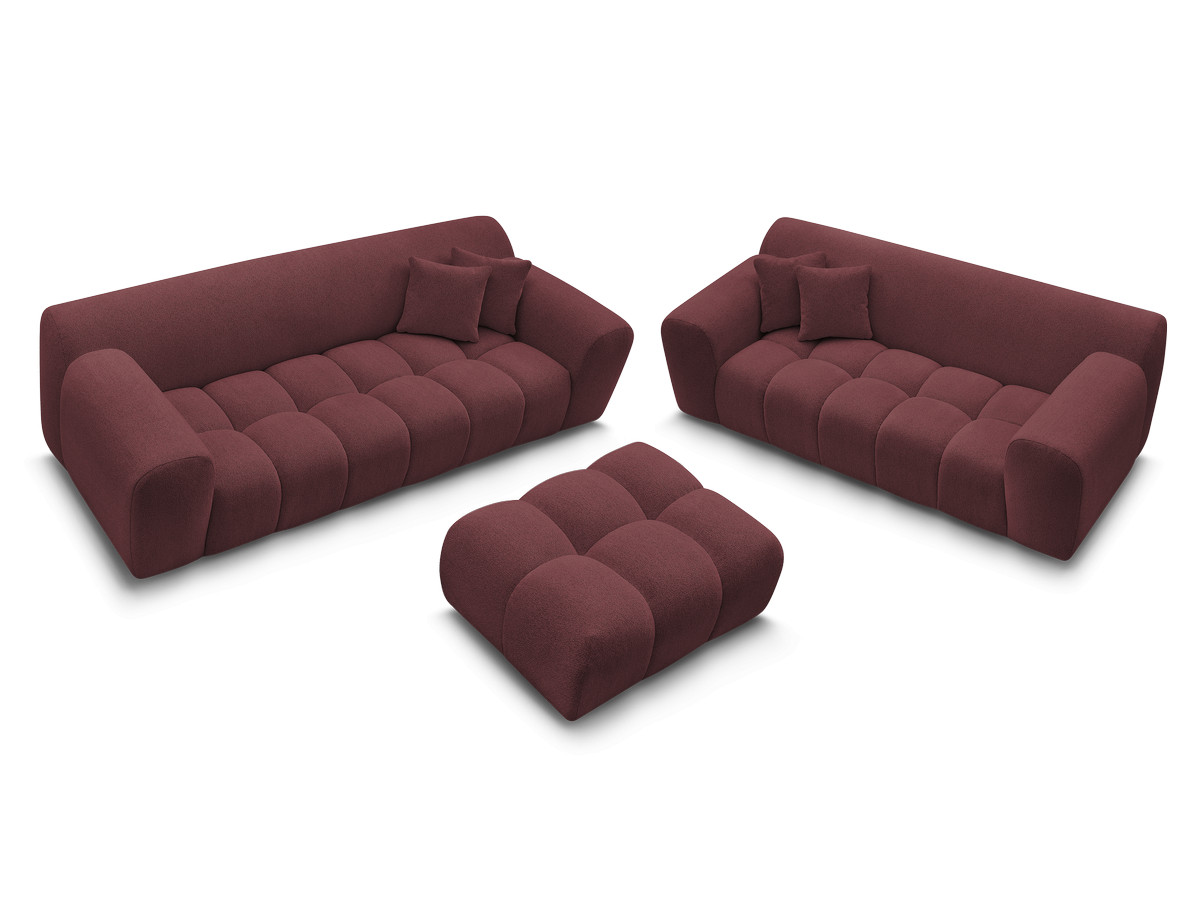 Bobochic Melisse Sofa 5-Sitzer mit Pouf Strukturstoff Rot