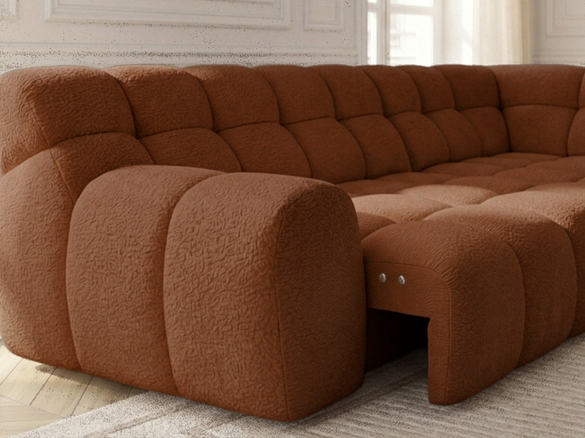 Bobochic Andre Ecksofa mit Schlaffunktion Chenille Orange Ecke rechts