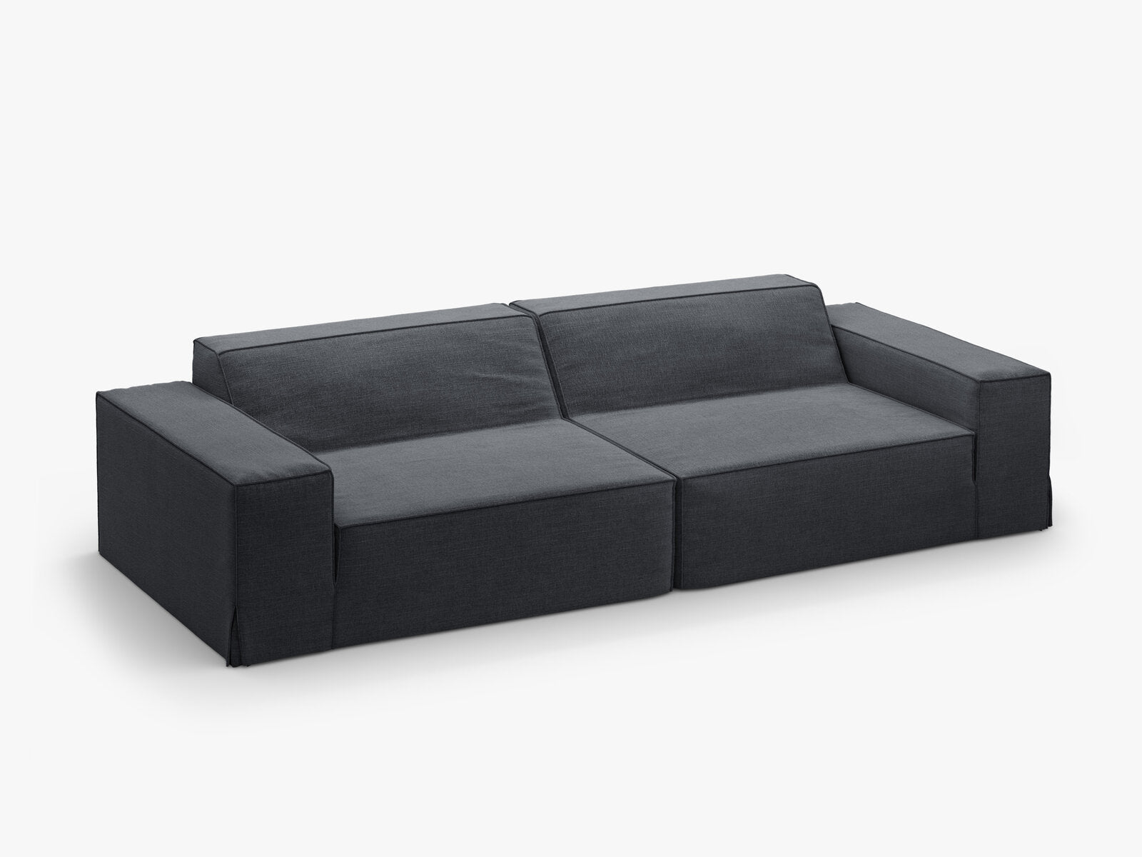Micadoni Sofa Jodie 4-Sitzer Strukturierter Stoff Lins Grau und Blau