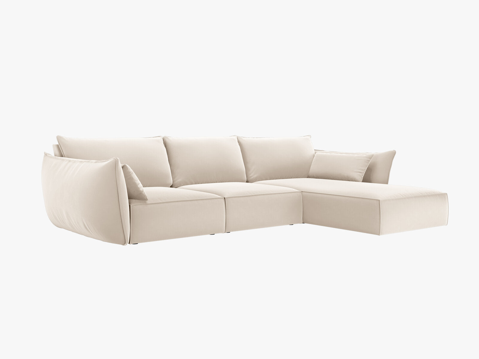 Micadoni Ecksofa Kaelle 4-Sitzer Rechts Samt Bluvel Helles Beige