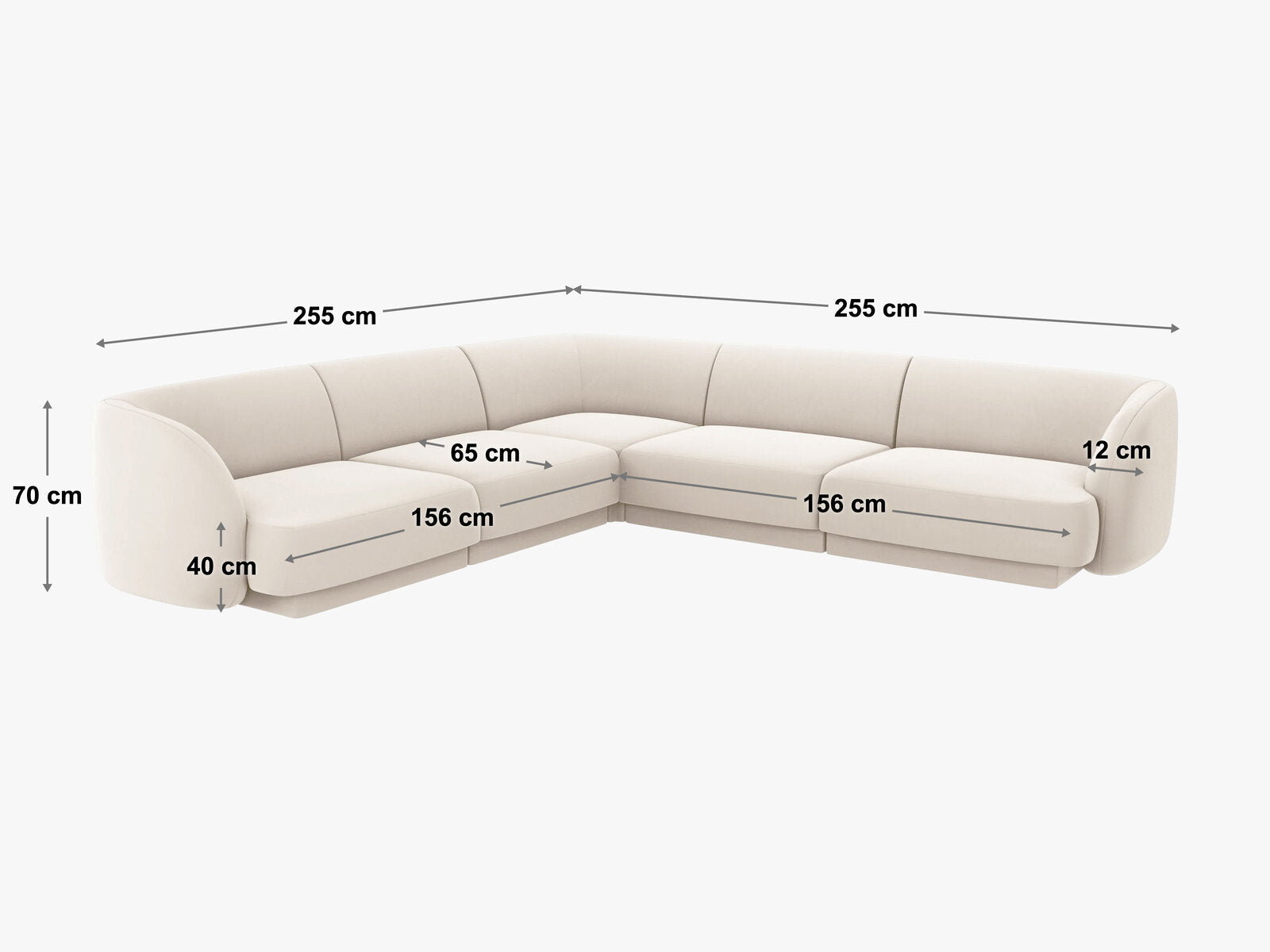 Micadoni 5-Sitzer Symmetrisches Ecksofa Miley Chenille Eden Anthrazit
