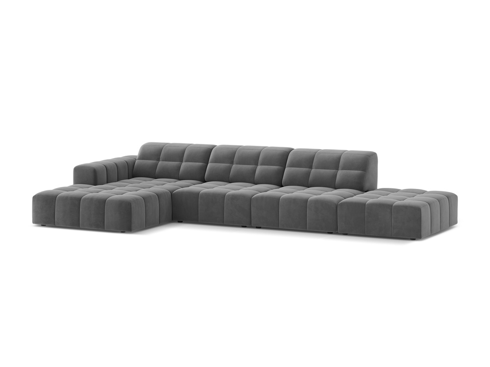 Cosmopolitan Design Ecksofa Chicago 5-Sitzer offen Samt Venus Hellgrau Links