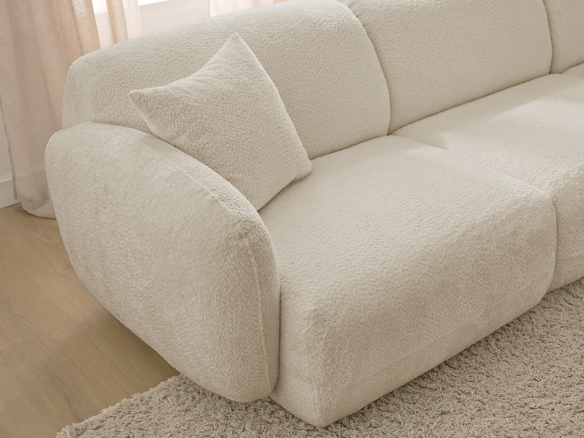 Bobochic Anda Wohnlandschaft mit Pouf 373 × 289 cm Chenille Beige Ecke links