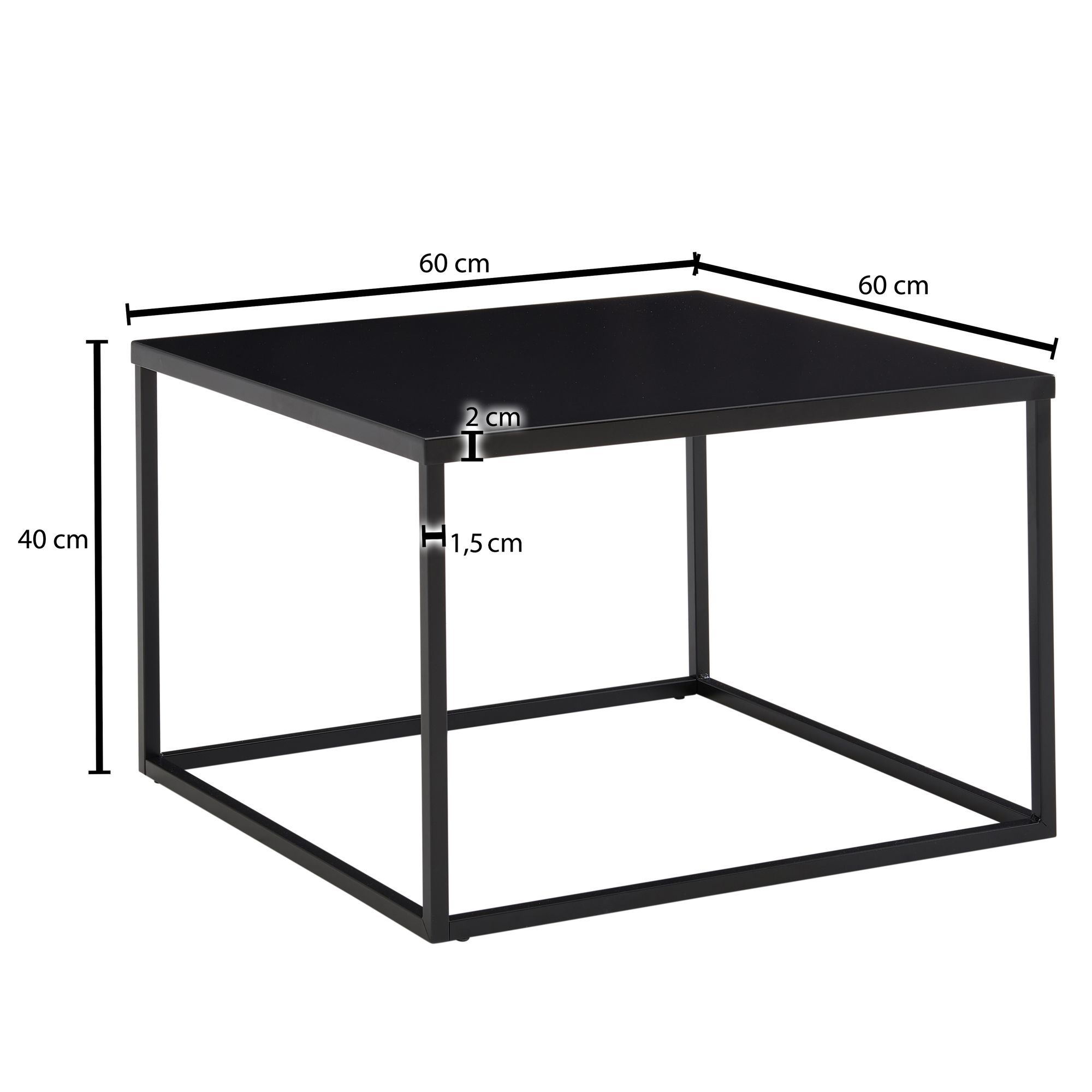 Couchtisch Storhofdi Metall Schwarz 60 × 60 × 40 cm