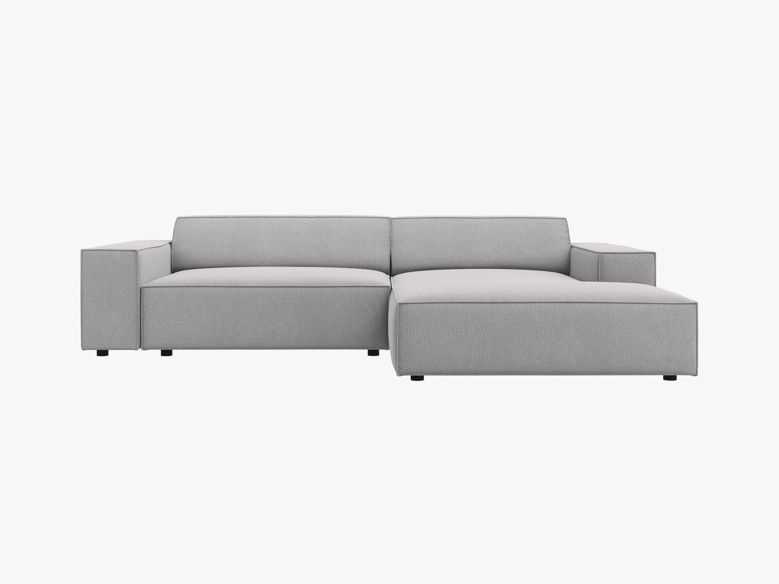 Micadoni Ecksofa Jodie 3-Sitzer Rechts Strukturierter Stoff Megan Hellgrau