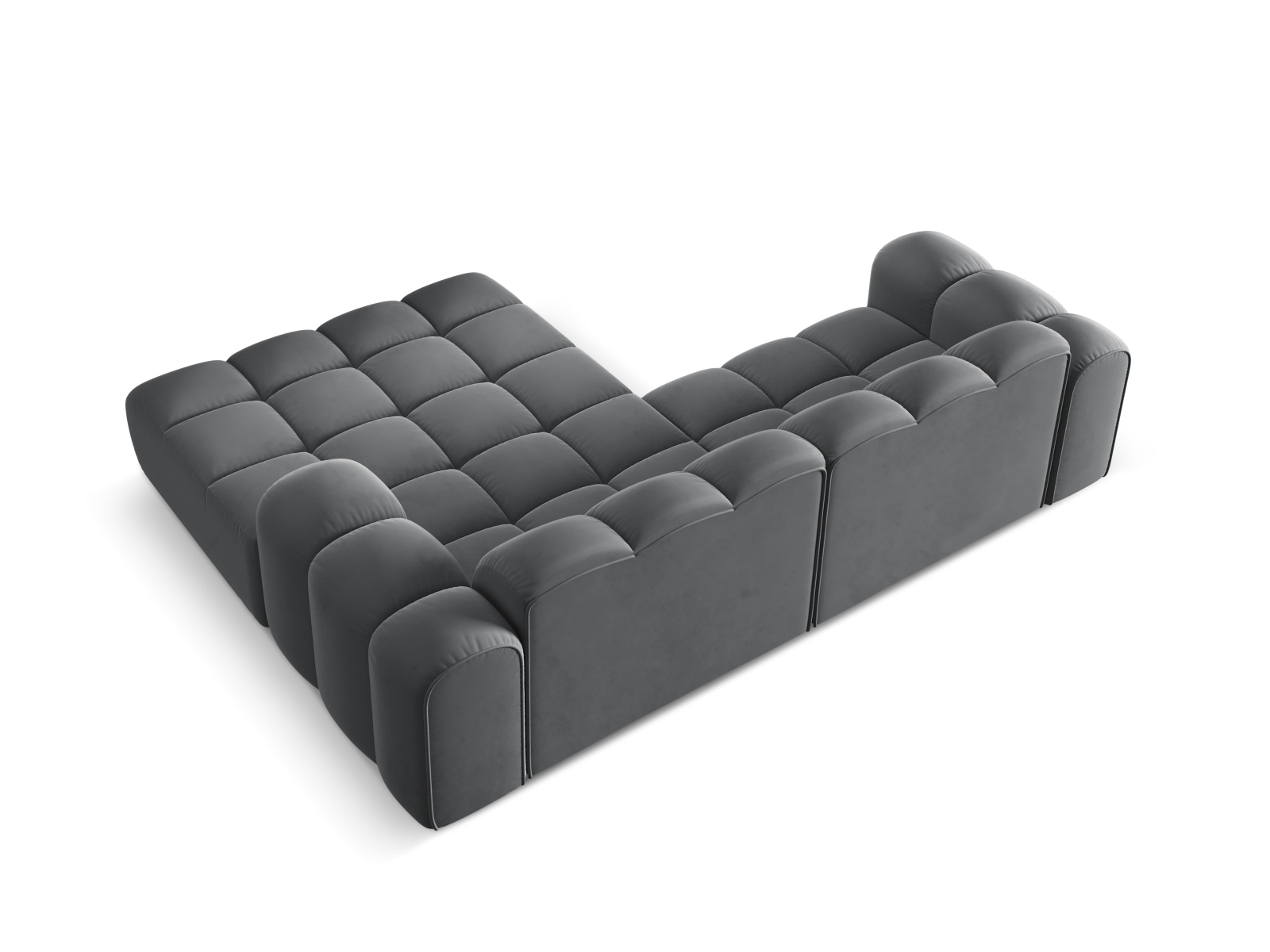 Cosmopolitan Design Ecksofa Treno 3-Sitzer Samt Bluvel Grau Rechts