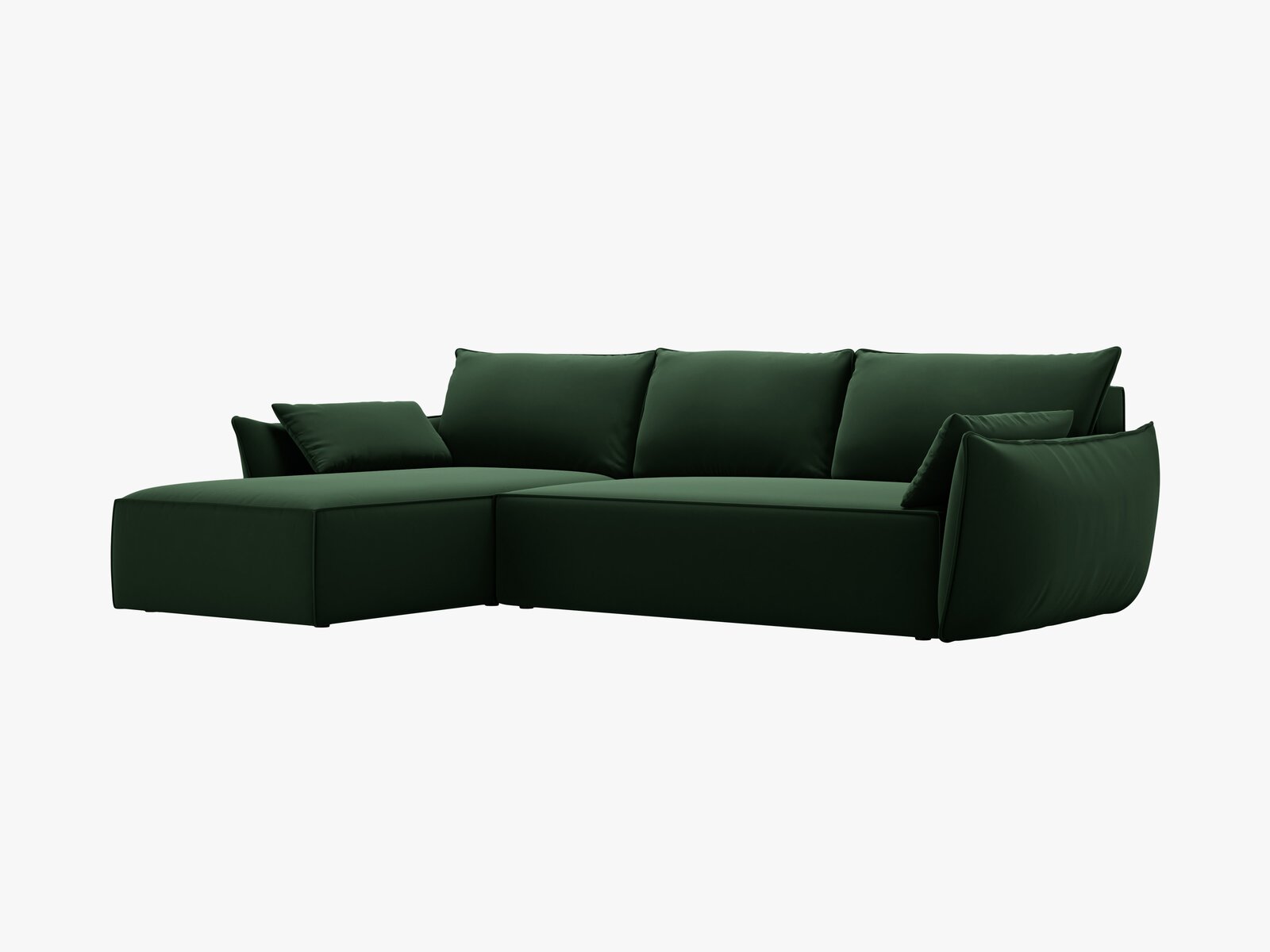 Micadoni Kaelle Ecksofa 4-Sitzer mit Schlaffunktion Rechts Samt Bluvel Flaschengrün