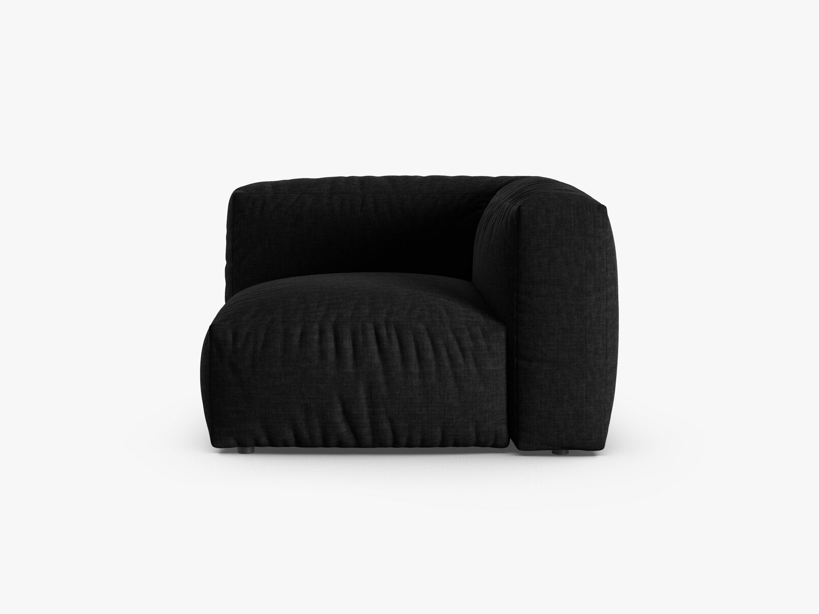 Micadoni symmetrisches Eckmodul Martina 1-Sitzer 90cm Sitztiefe Strukturierter Stoff Boston Schwarz