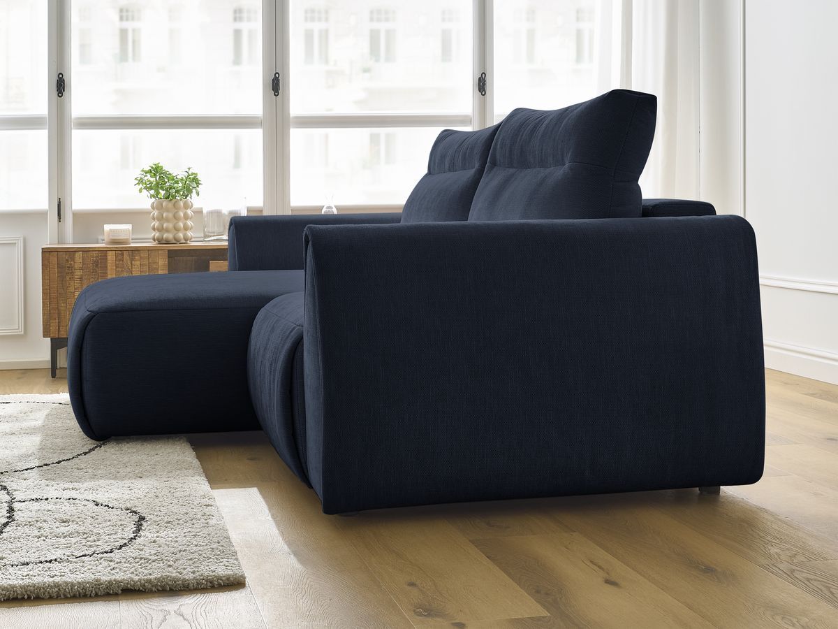 Bobochic Aden Ecksofa 246 × 152 cm Stoff Dunkelblau Ecke links
