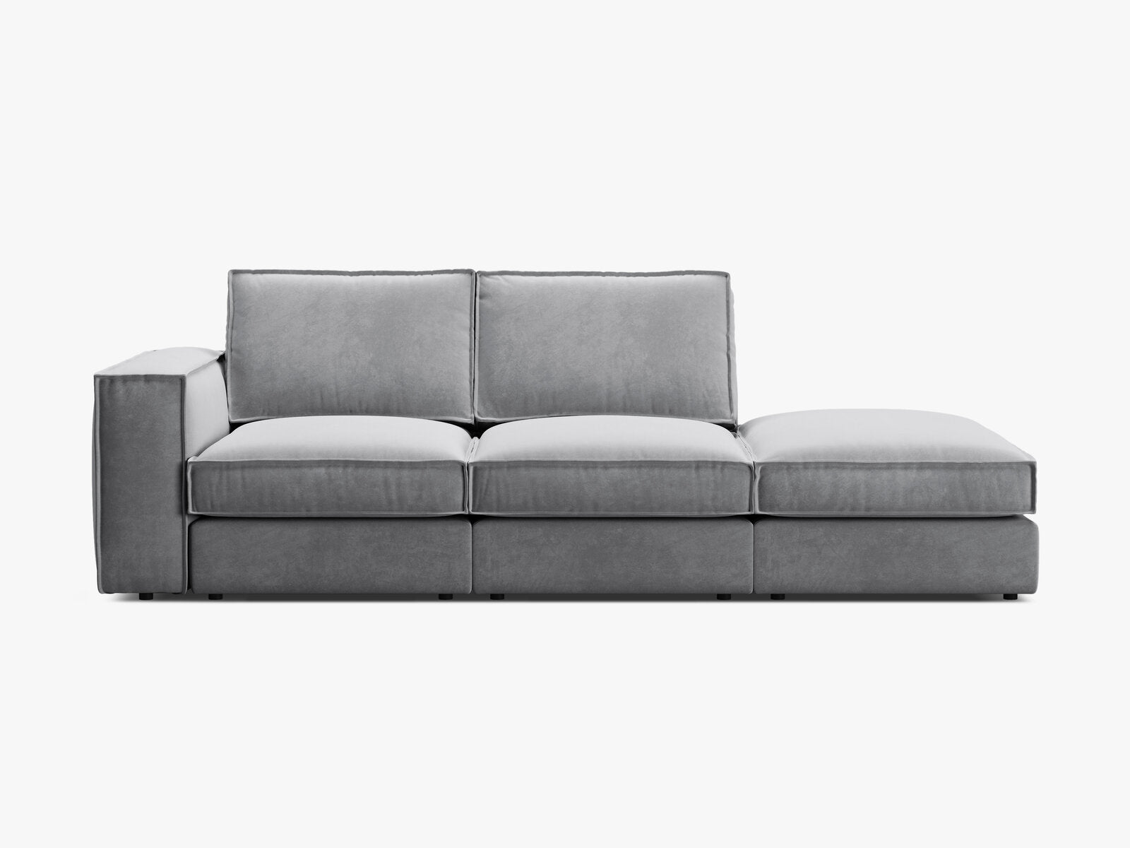 Micadoni modulares offenes Sofa Pola 3-Sitzer Rechts Samt Salvador Grau