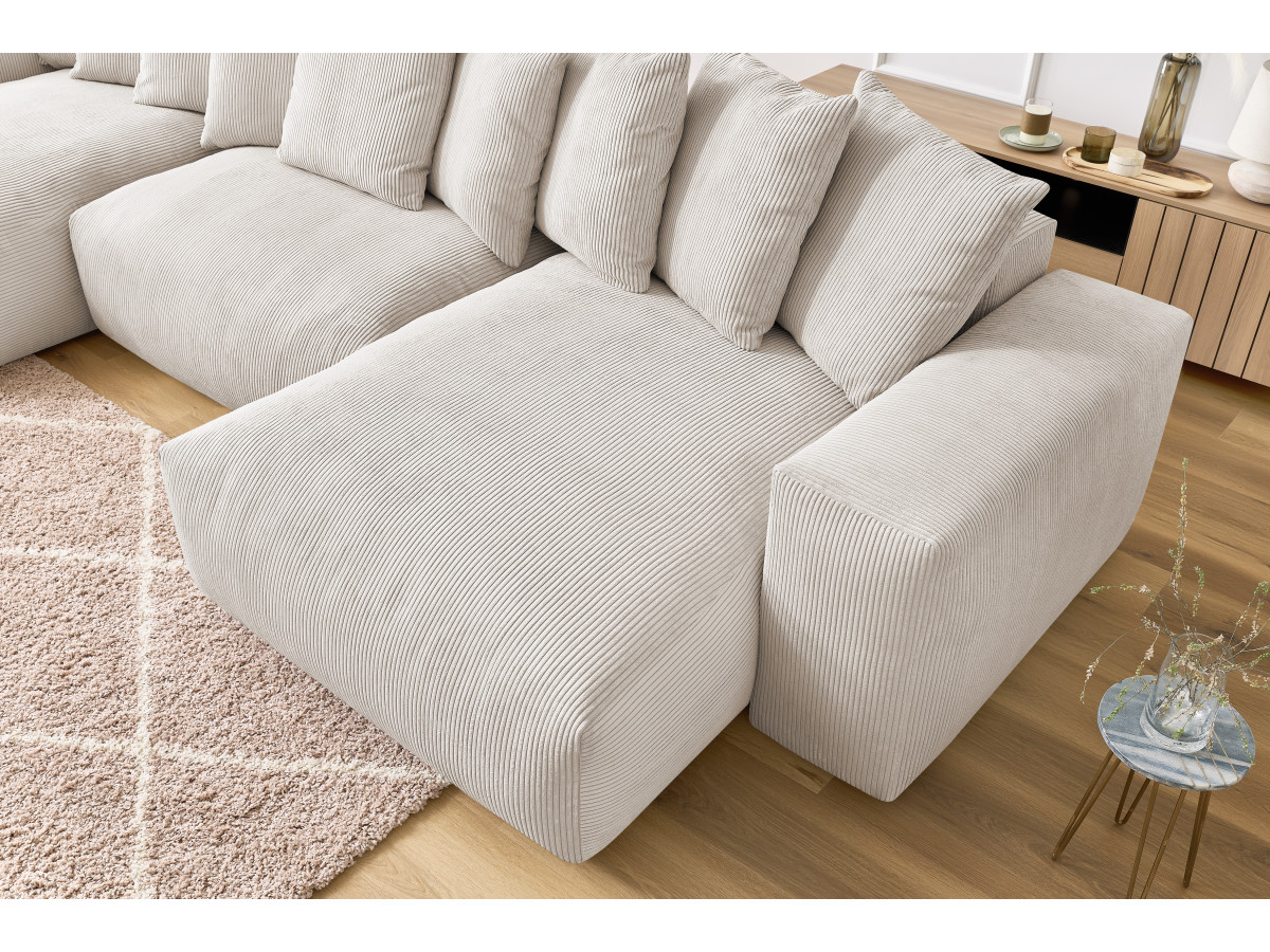 Bobochic Voltaire Wohnlandschaft 420 × 174 cm Cordsamt Beige