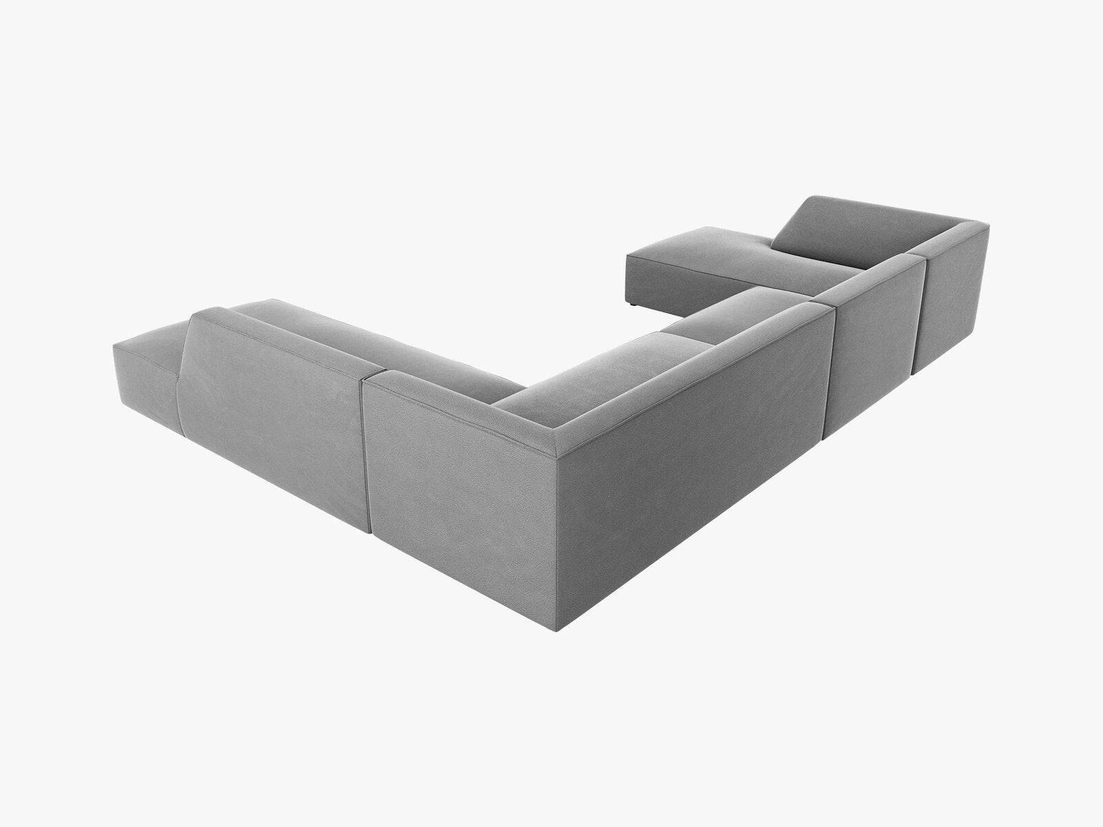 Micadoni Panorama-Ecksofa Ruby 7-Sitzer Rechts Samt Salvador Grau