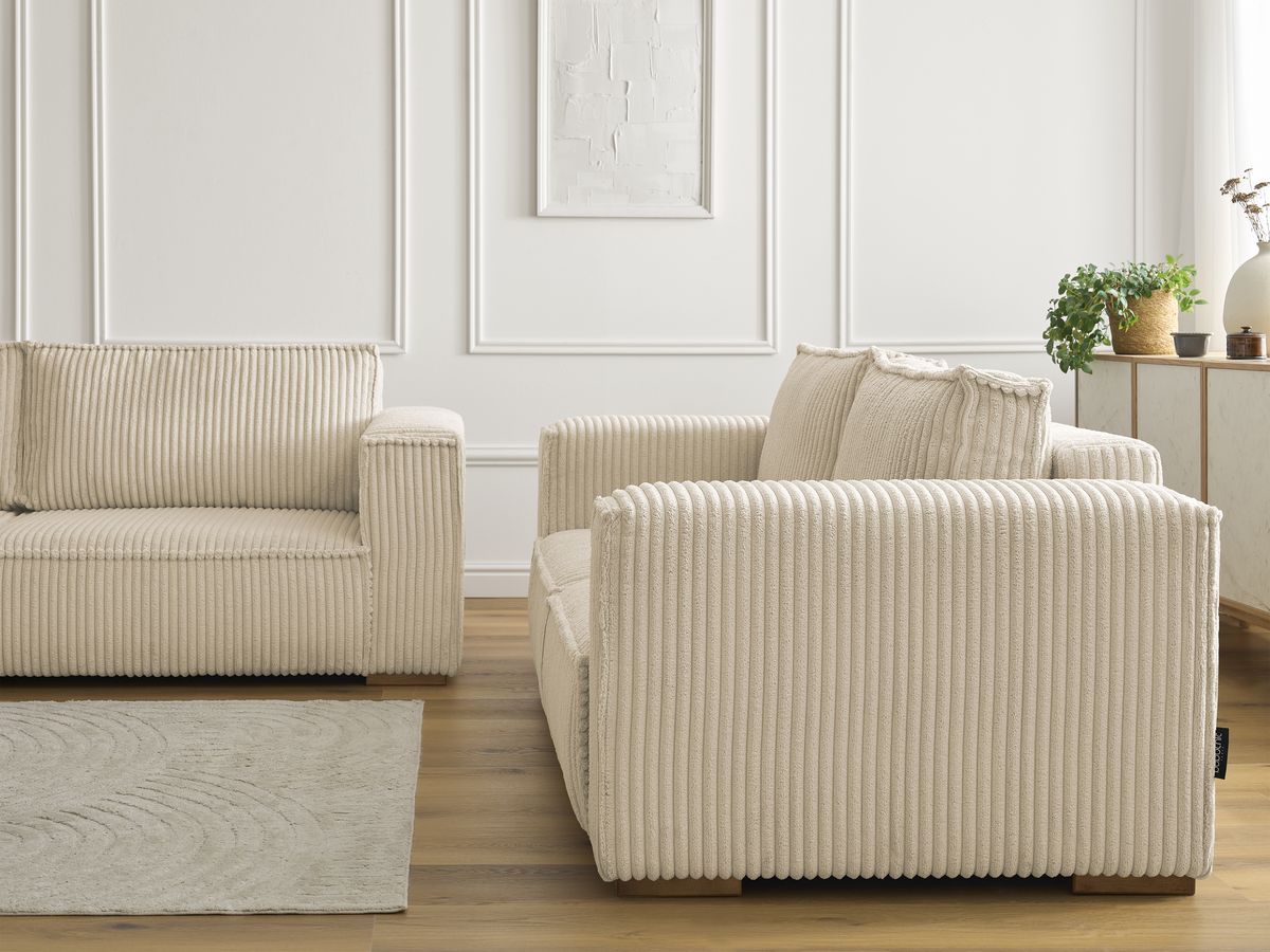 Bobochic Chelsea Sofa 5-Sitzer Breitcord weich Taupe
