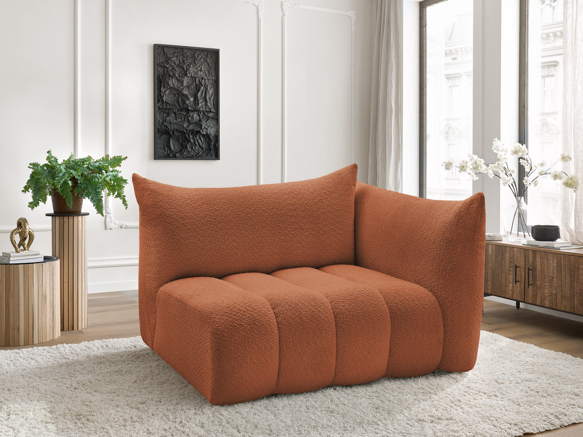 Bobochic Azra Sofamodul 2-Sitzer 143 × 112 cm Bouclé-Stoff Orange Ecke rechts