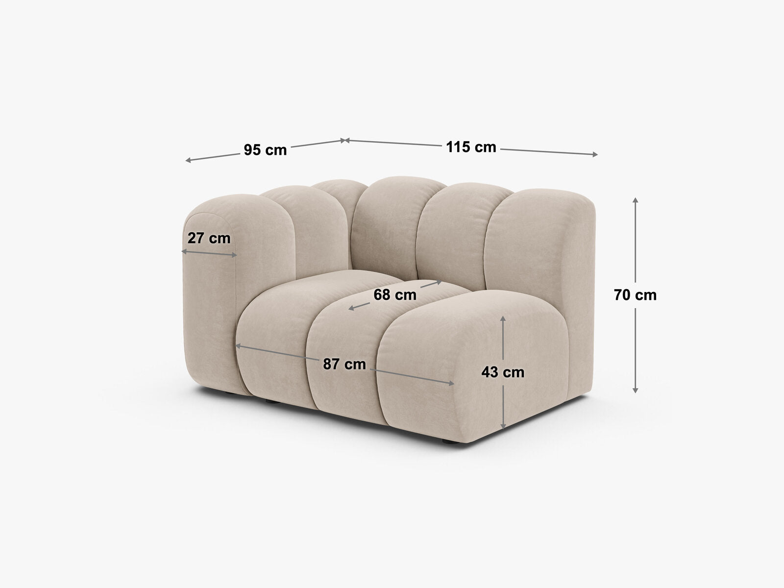 Micadoni Modul Lupine 1-Sitzer Rechts Boucle Baloo Weiß