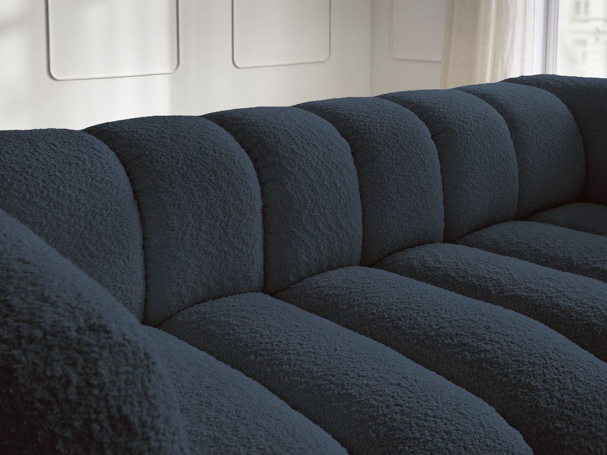 Bobochic Talia Sofa 3-Sitzer Bouclé-Stoff Dunkelblau