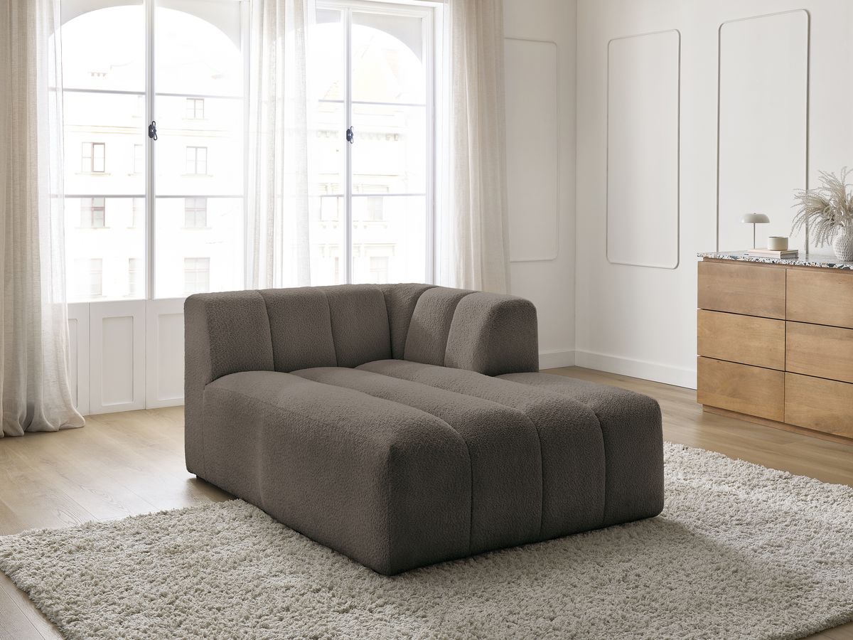Bobochic Annecy Méridienne-Modul Bouclé-Stoff Braun Ecke rechts