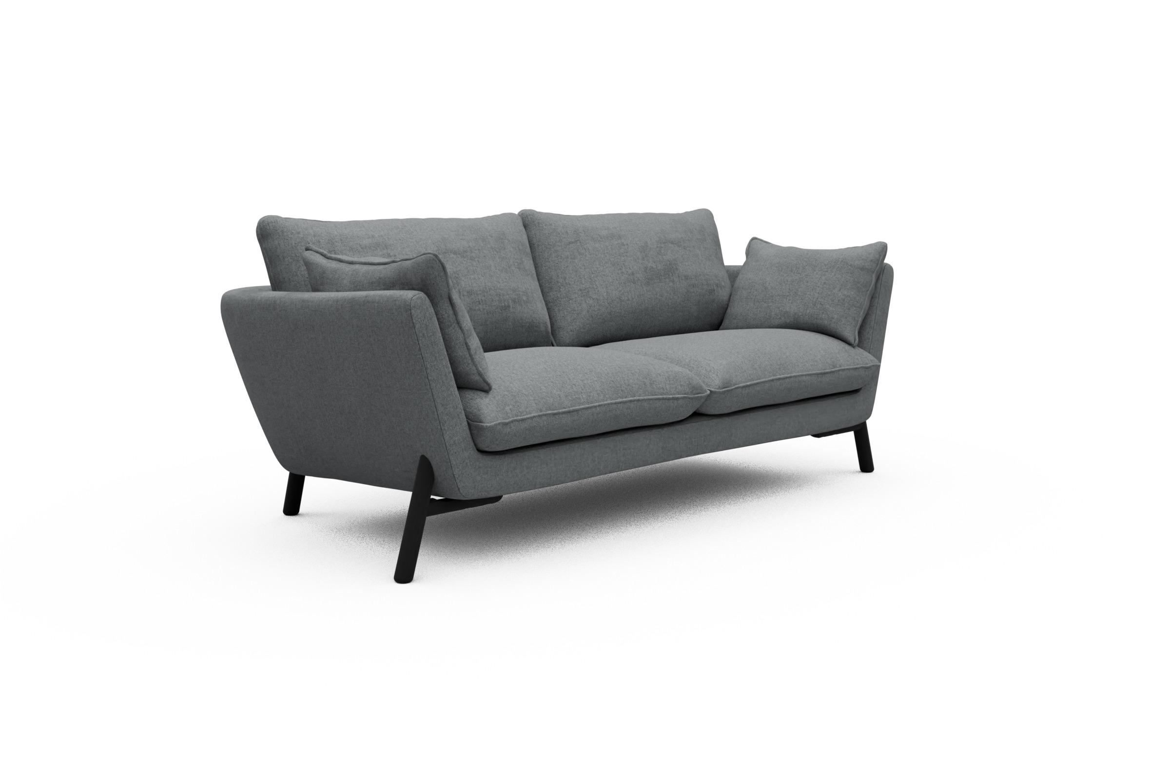 Sofa Emil 2-Sitzer Beinfarbe Eiche Schwarz Casone-Gravel-Grey