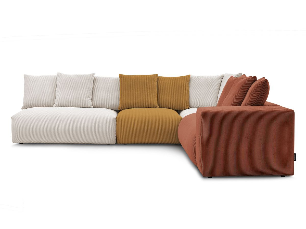 Bobochic Voltaire Ecksofa 322 × 268 cm Cordsamt Mehrfarbig Ecke rechts