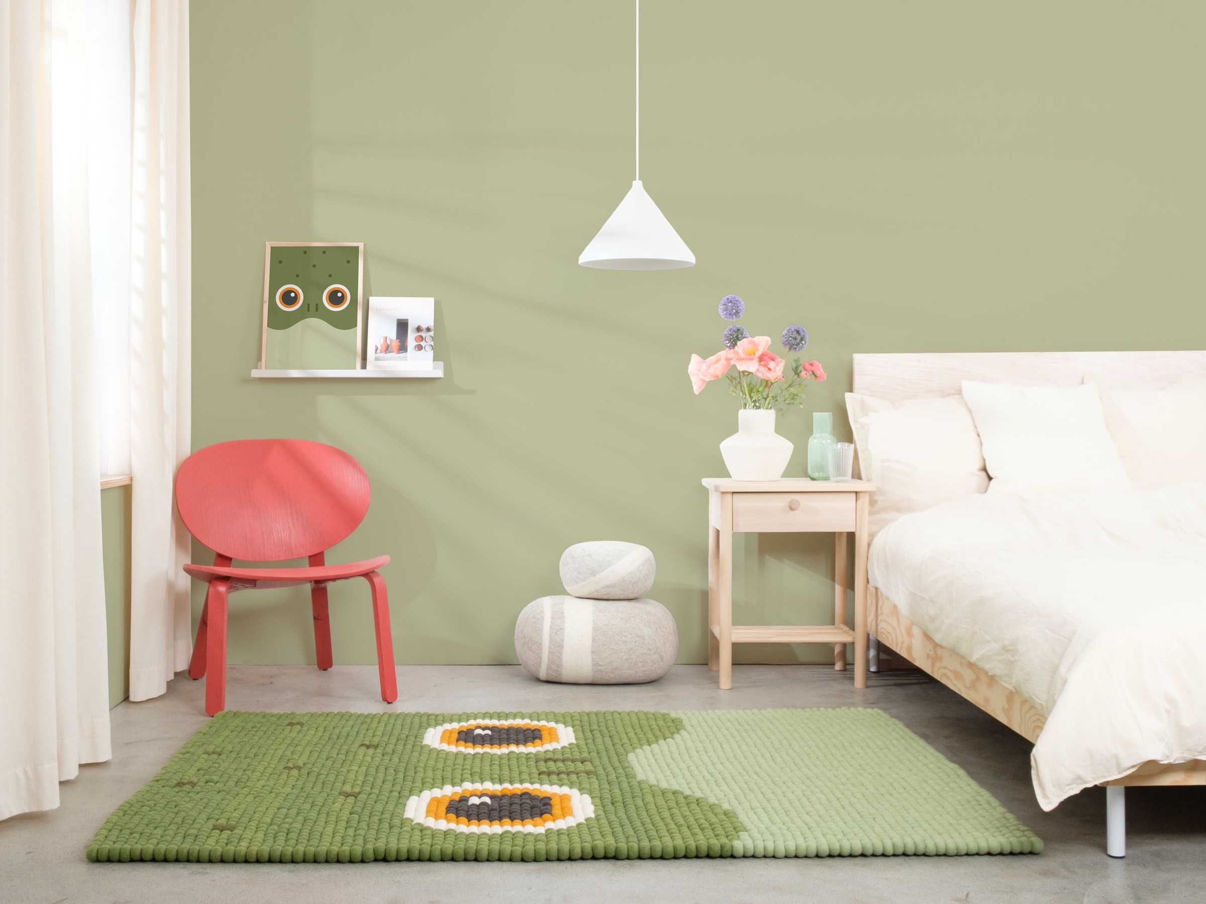 myfelt Käthe Filzkugelteppich Grün