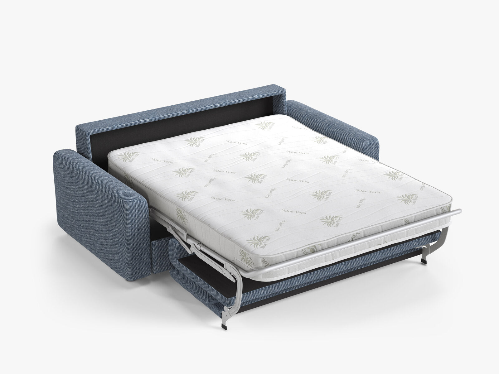 Micadoni Sofa mit Schlaffunktion David 3-Sitzer Strukturierter Stoff Baltimore Blau Melange