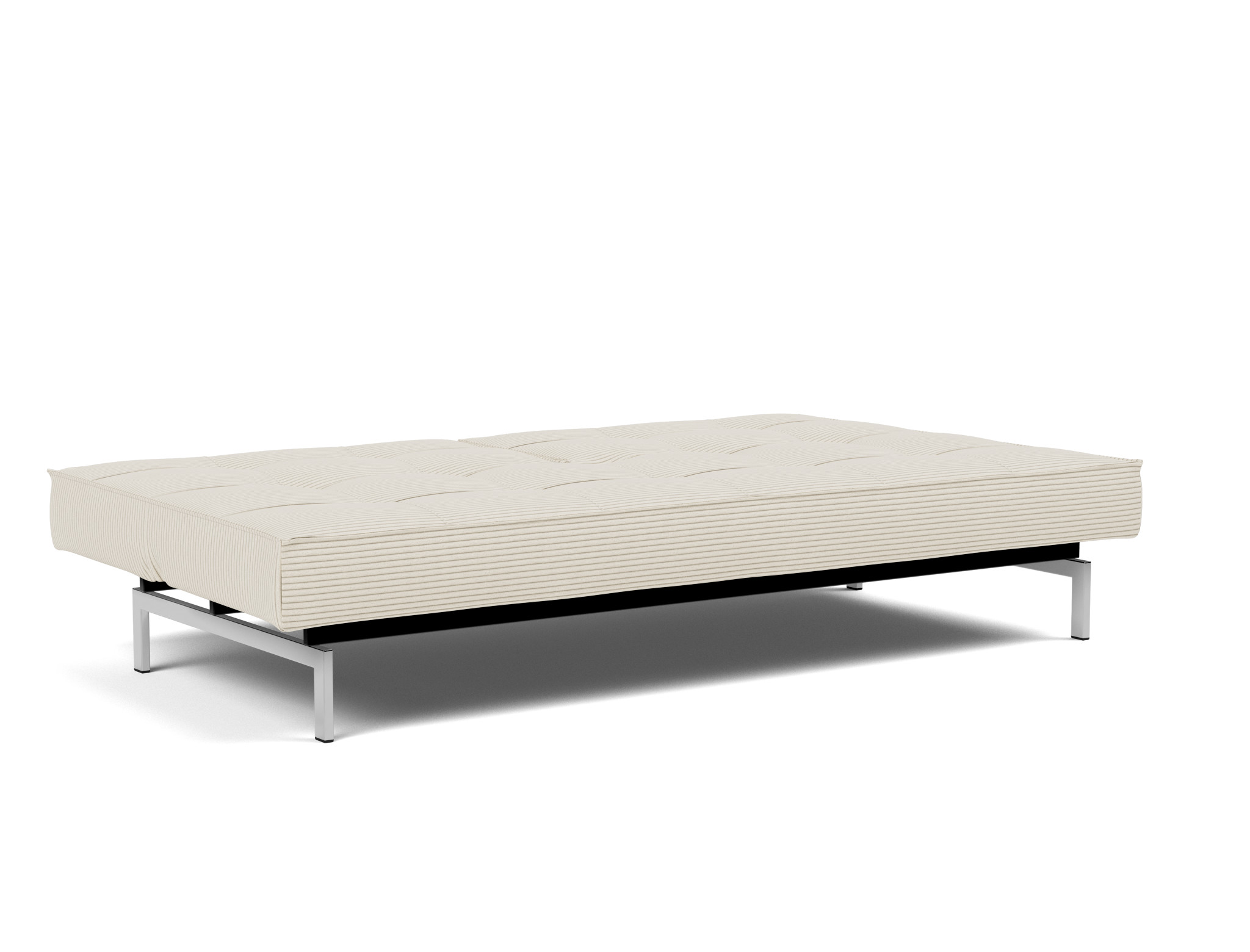 Schlafsofa Splitback Kord Corduroy 594-Ivory Beine Chrom