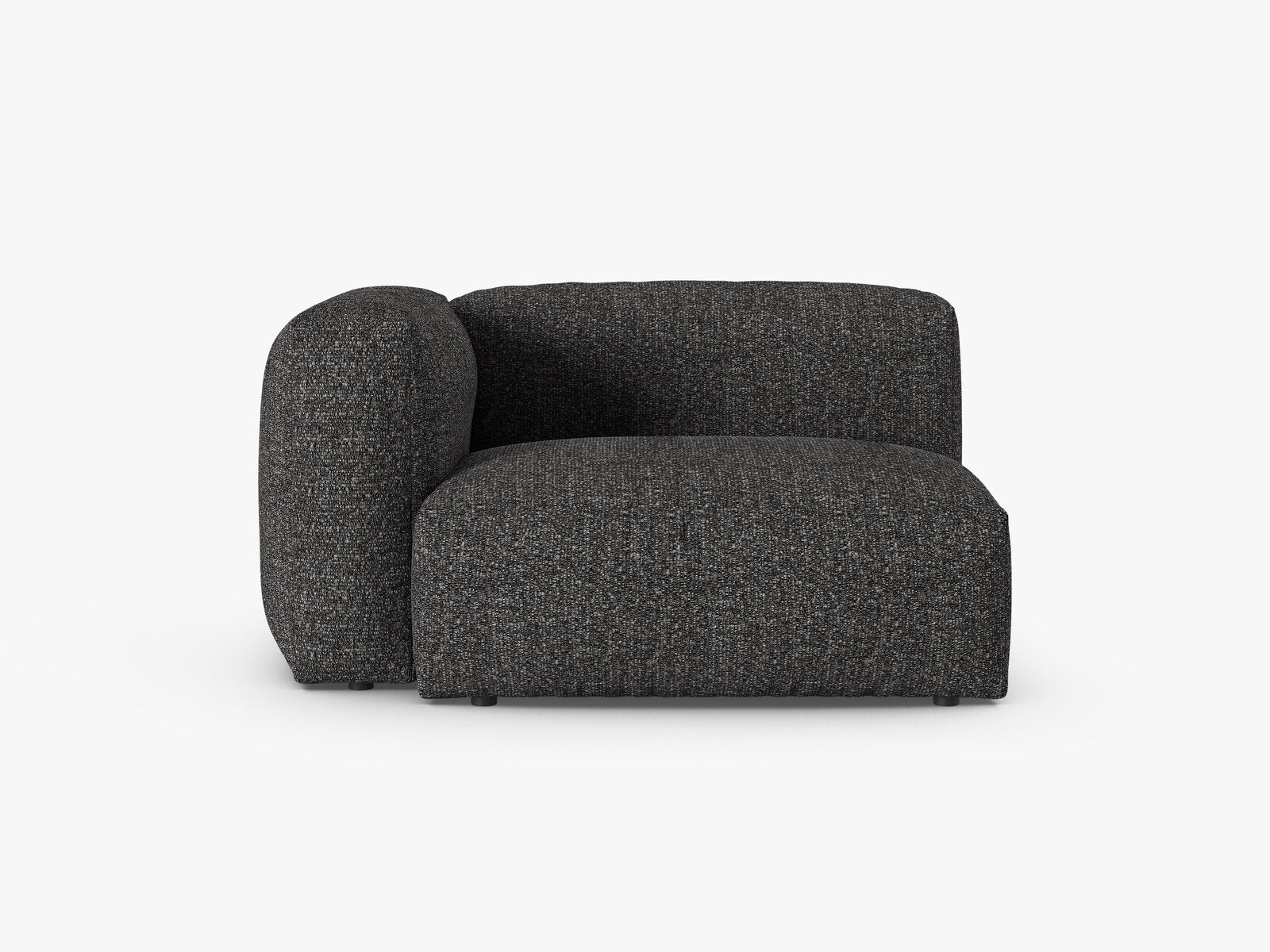 Micadoni Eckmodul mit Armlehne Martina 1-Sitzer 90cm Sitztiefe Links Boucle Monet Anthrazit