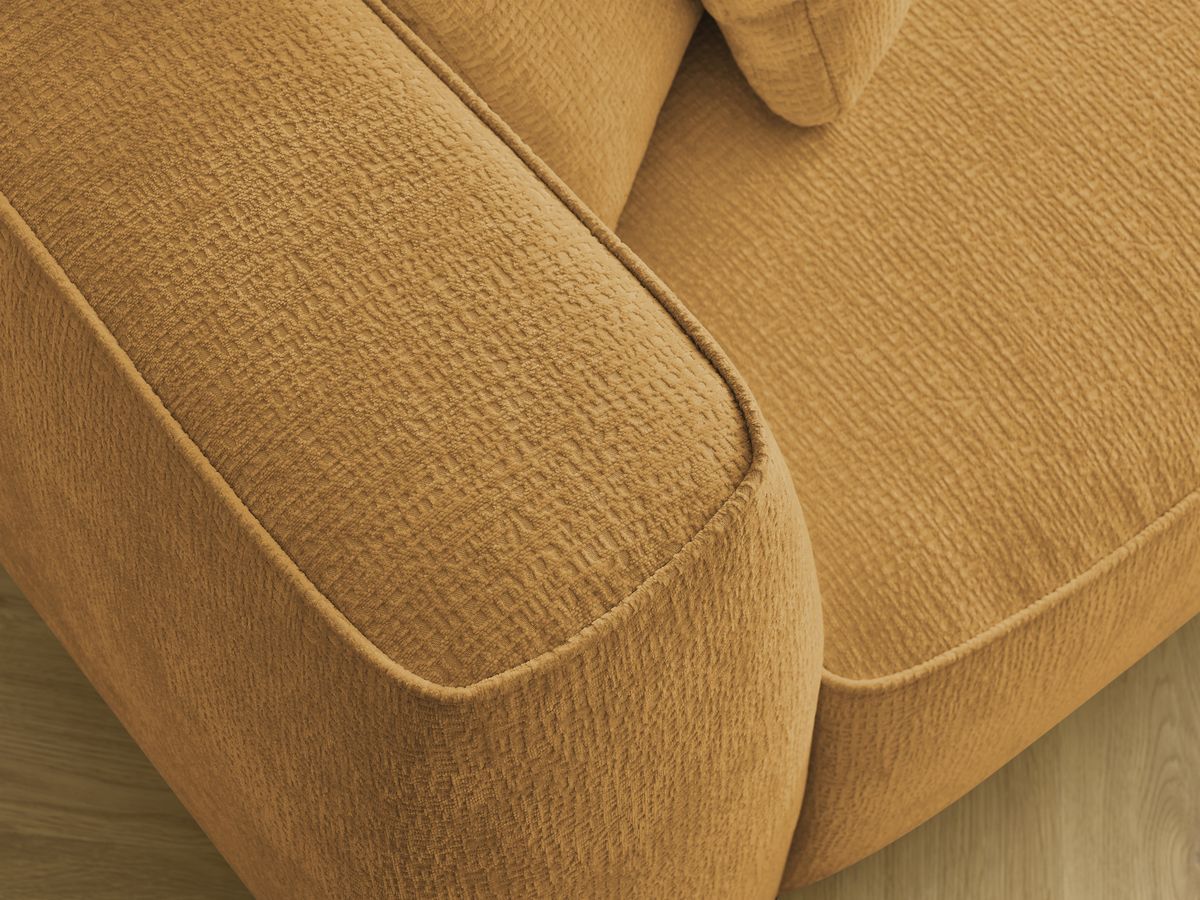 Bobochic Leopold Sofa 4-Sitzer mit Pouf Strukturstoff Gelb Armlehne links