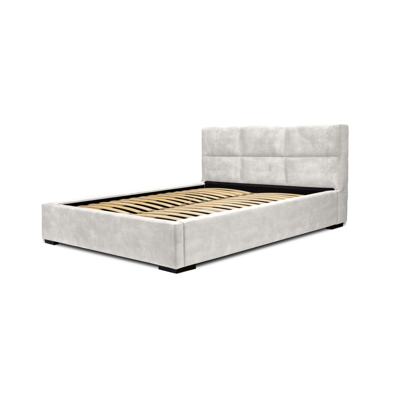 Polsterbett Portoza Samtstoff 140x200 mit Metallrahmen Macau Pearl