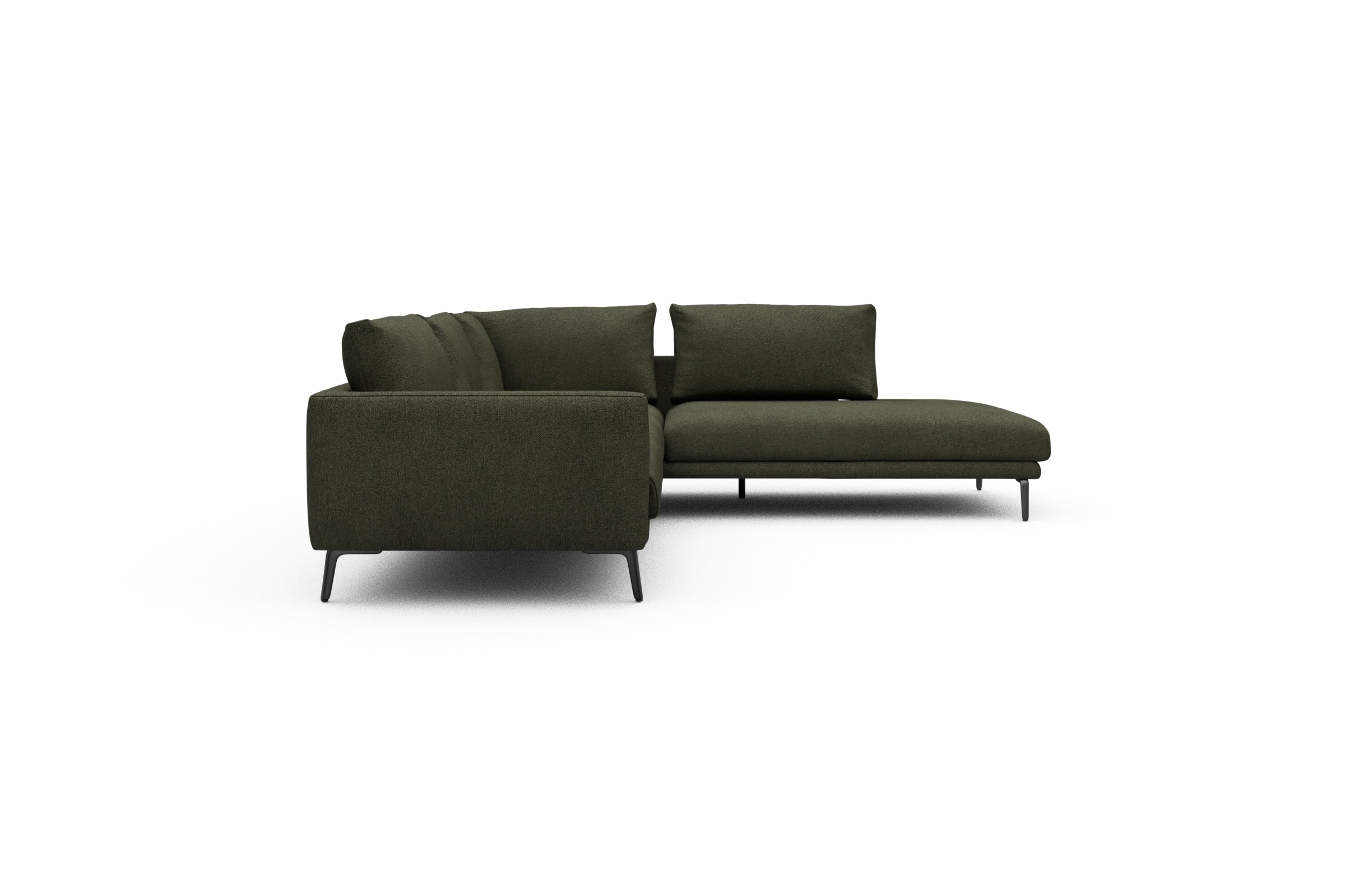 Ecksofa Karl Relax-Ecke rechts mit 2,5-Sitzer Boucle-Forest-Green