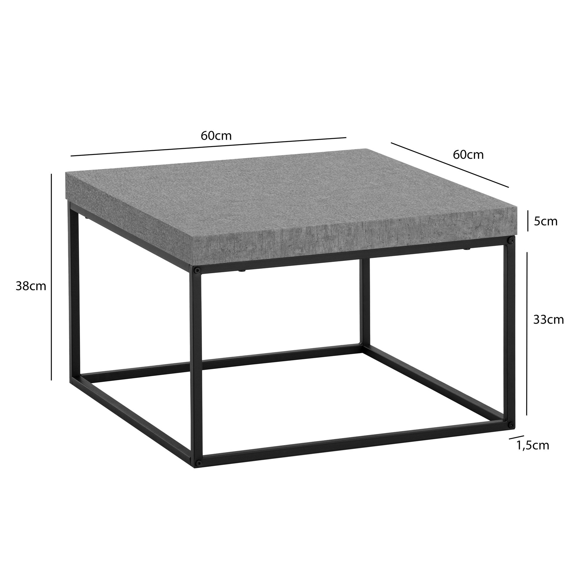 Couchtisch Flekke Grau Betonoptik 60 × 60 cm