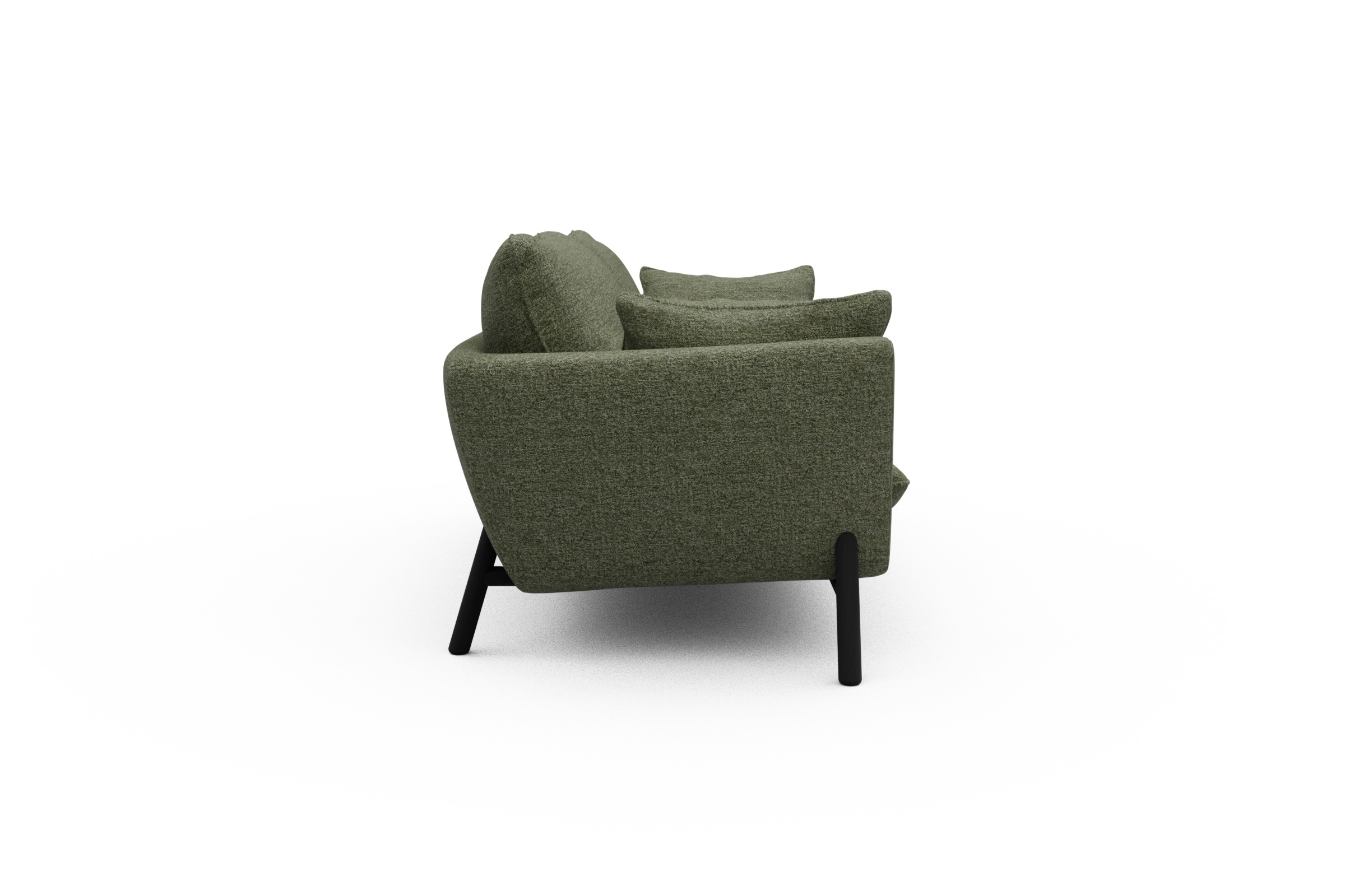Sofa Emil 3-Sitzer Beinfarbe Eiche Schwarz Carreno-Vivid-Green